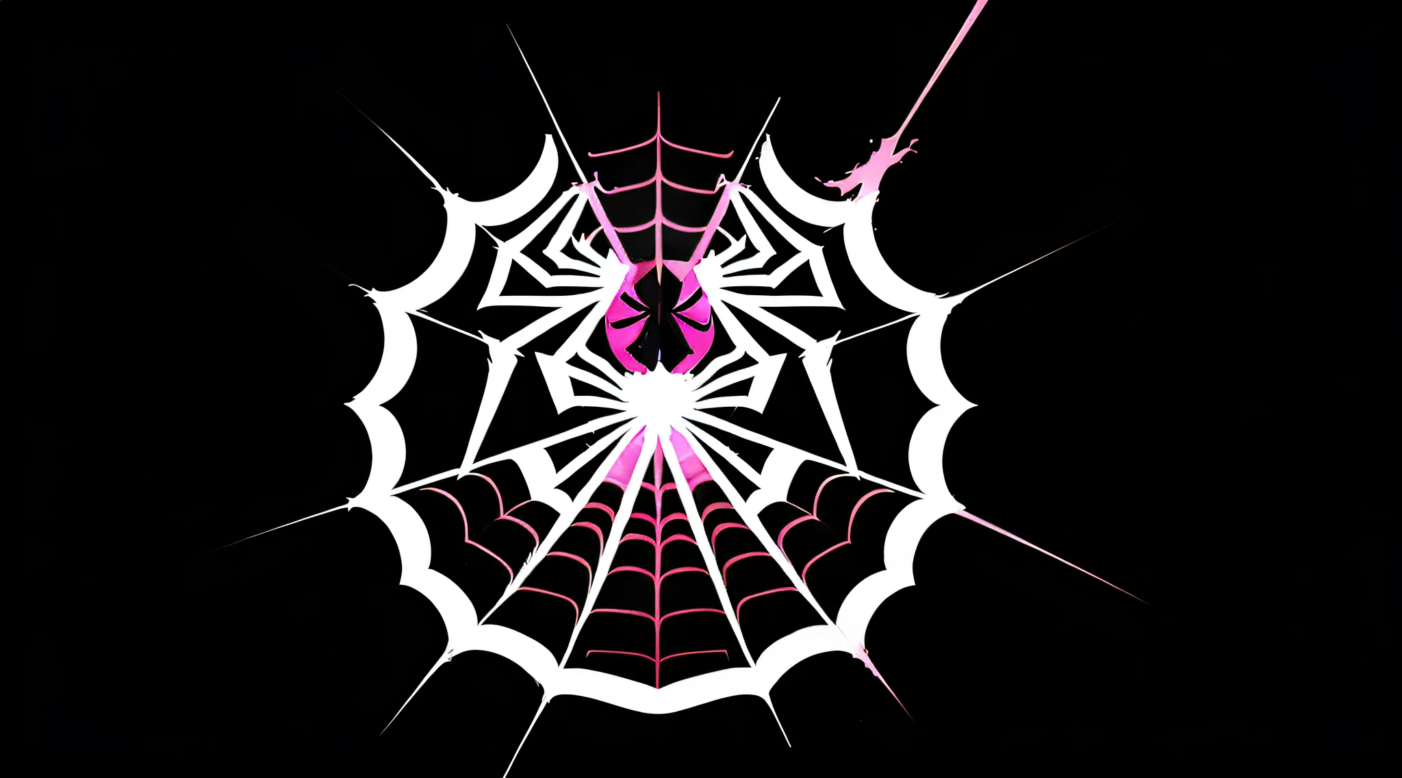 Minimalist design, ONLY COLORS THAT ARE USED ARE ((black, white and PINK)), about ((SPIDERMAN)), (((simple))), simple, minimalist, without many details, abstract, brief, essential.