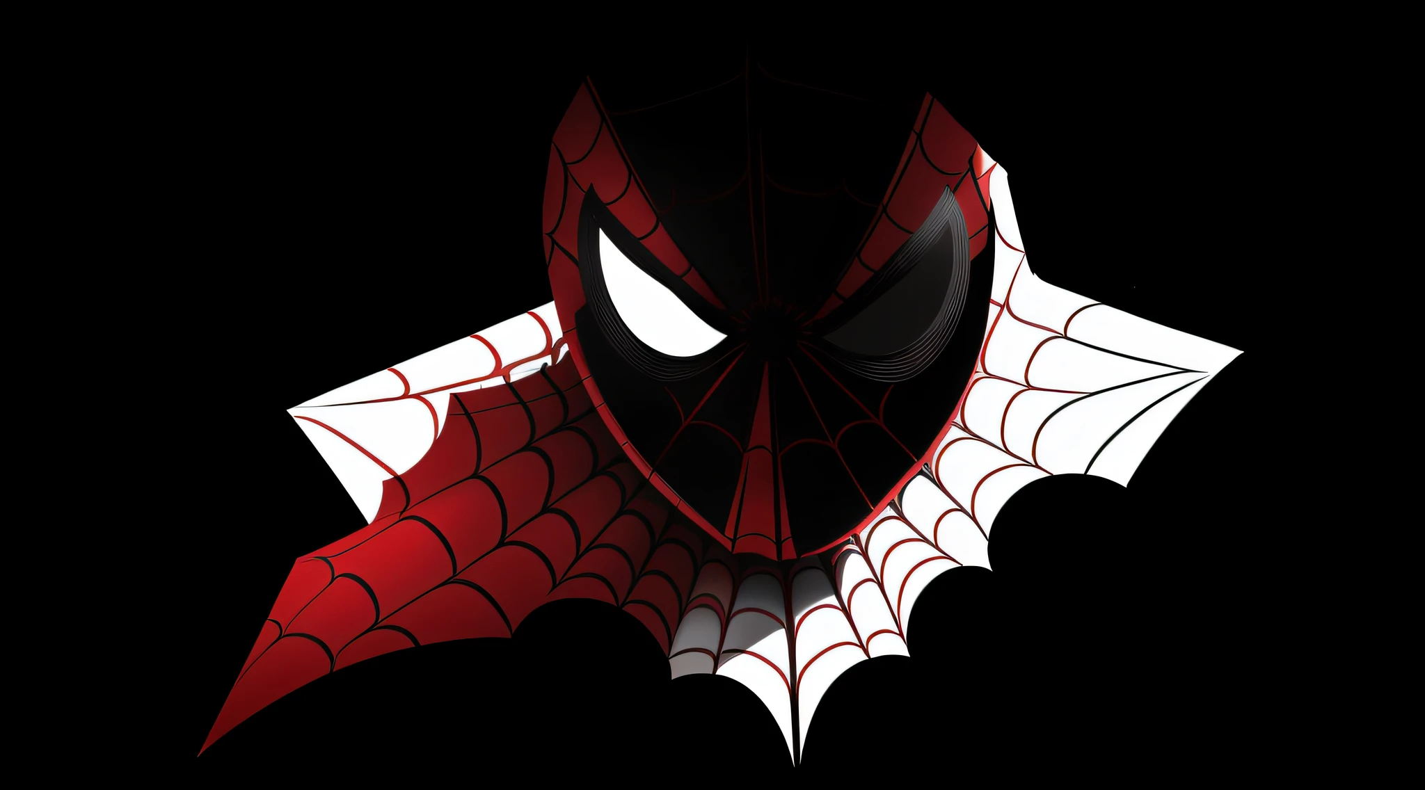 Minimalist design, ONLY COLORS THAT ARE USED ARE ((black, white and RED)), about ((SPIDERMAN)), (((simple))), simple, minimalist, without many details, abstract, brief, essential.