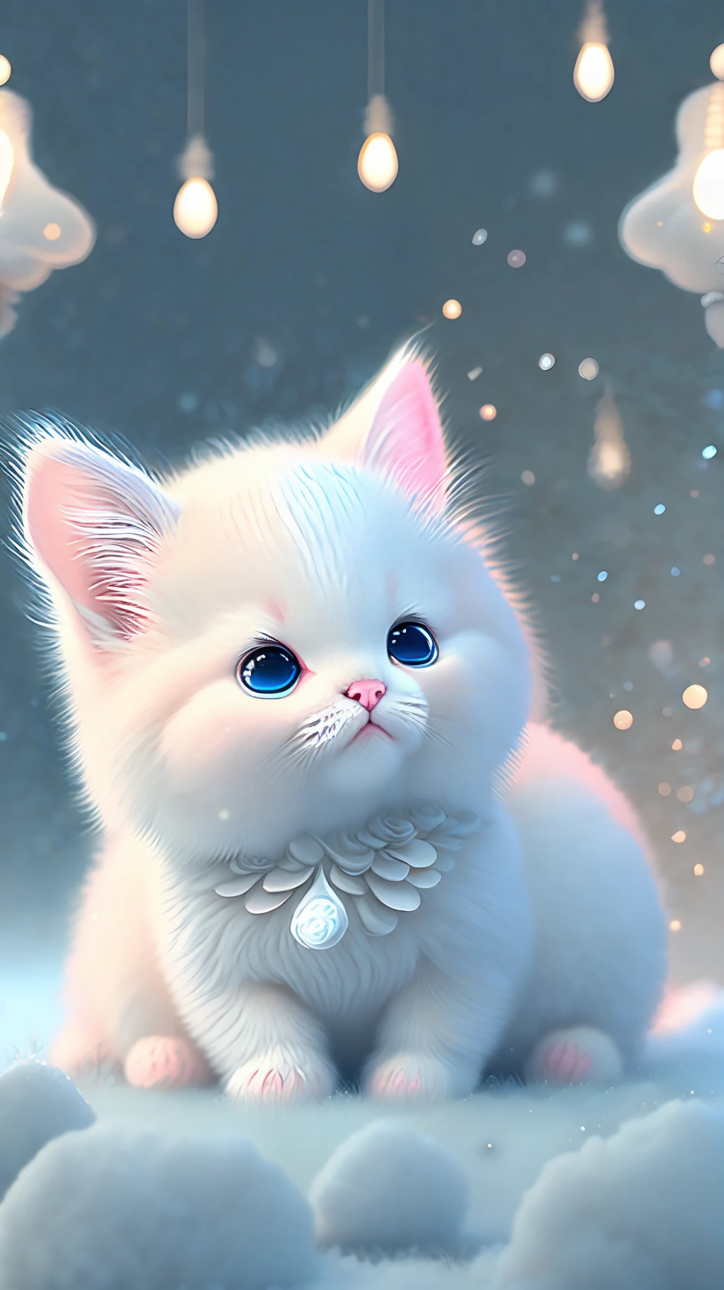 In this ultra-detailed CG art, cute kittens surrounded by ethereal roses, laughter, best quality, high resolution, intricate details, fantasy, cute animals, open mouths, laugh!!