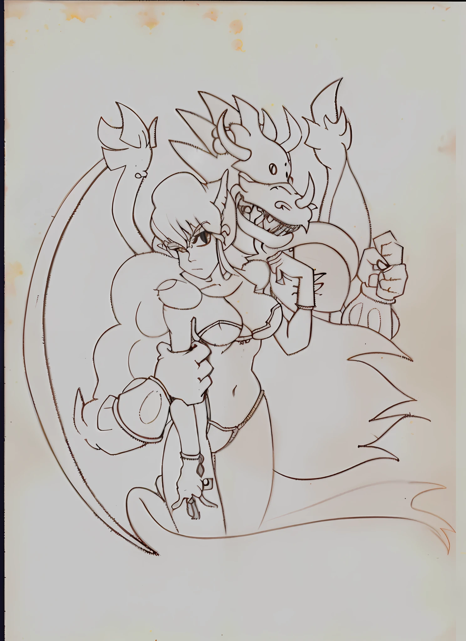 drawing of a woman and child hugging each other in a drawing style, outlined!!!, inspired by Masamune Shirow, human and dragon fusion, dragon girl, monstergirl, inspired by Tawaraya Sōtatsu, pencil and ink manga drawing, ink and pencil, bold lineart, style of masamune shirow, thick lineart