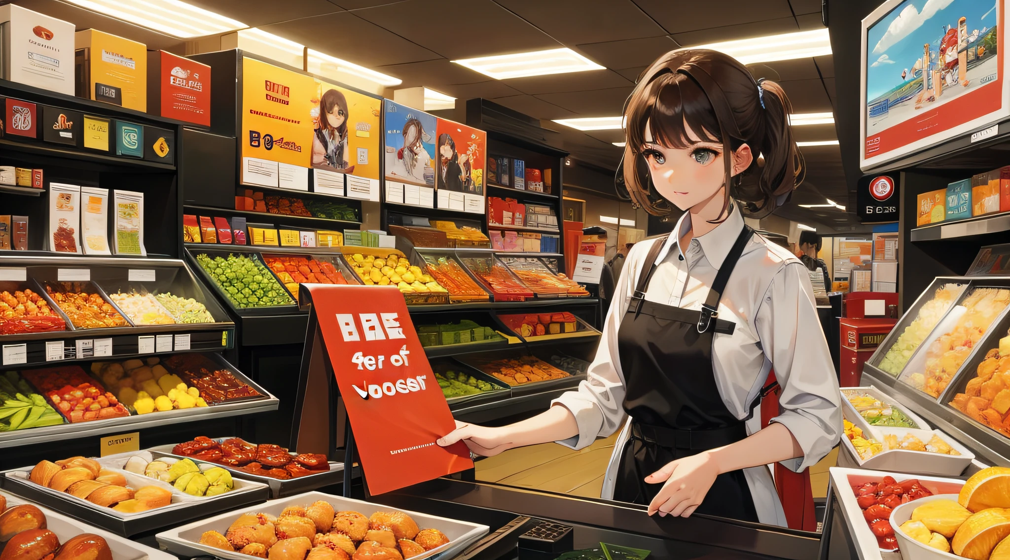 A cashier, female