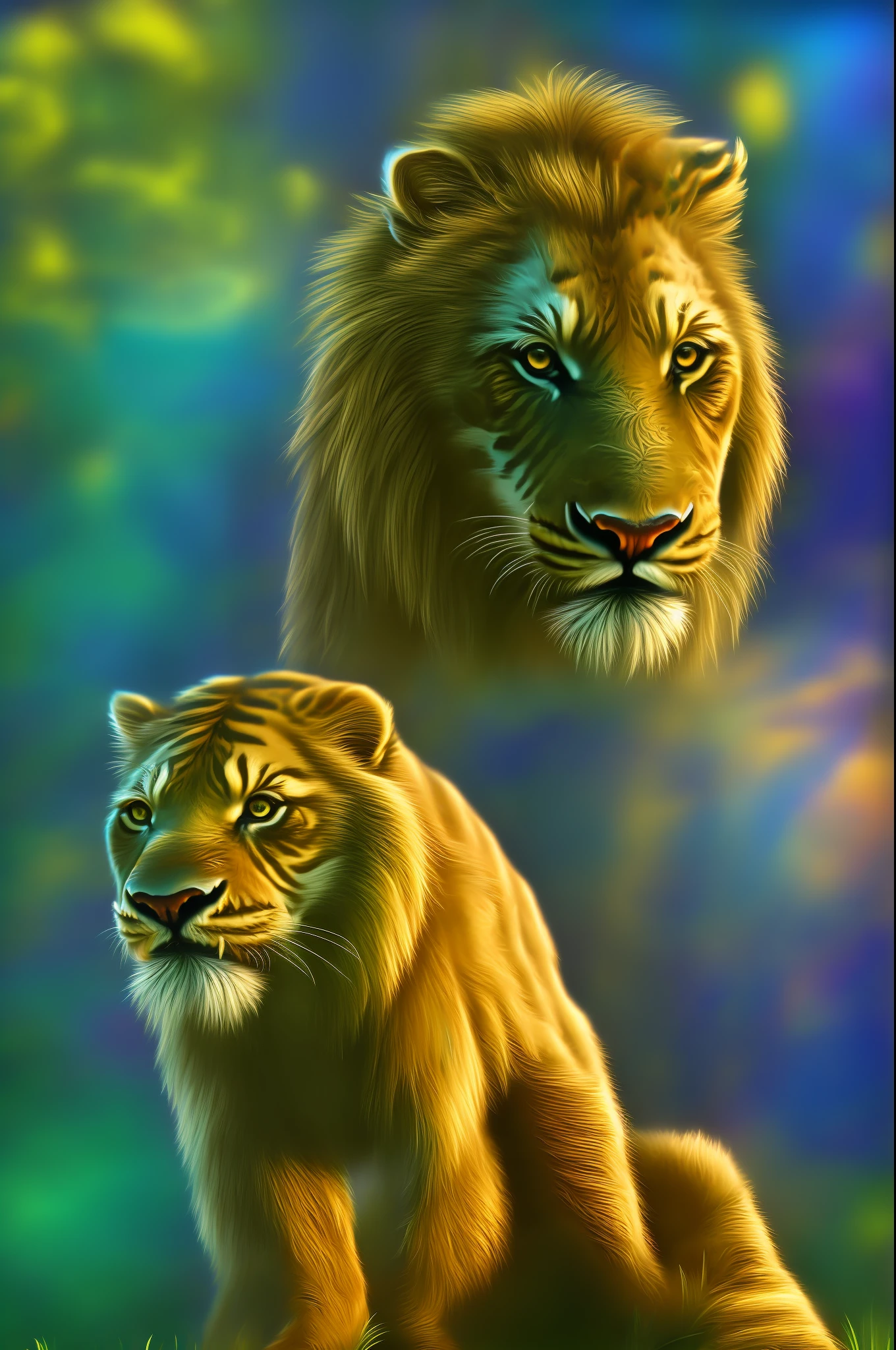 Body of lion with snake head, tiger and lion disney version image