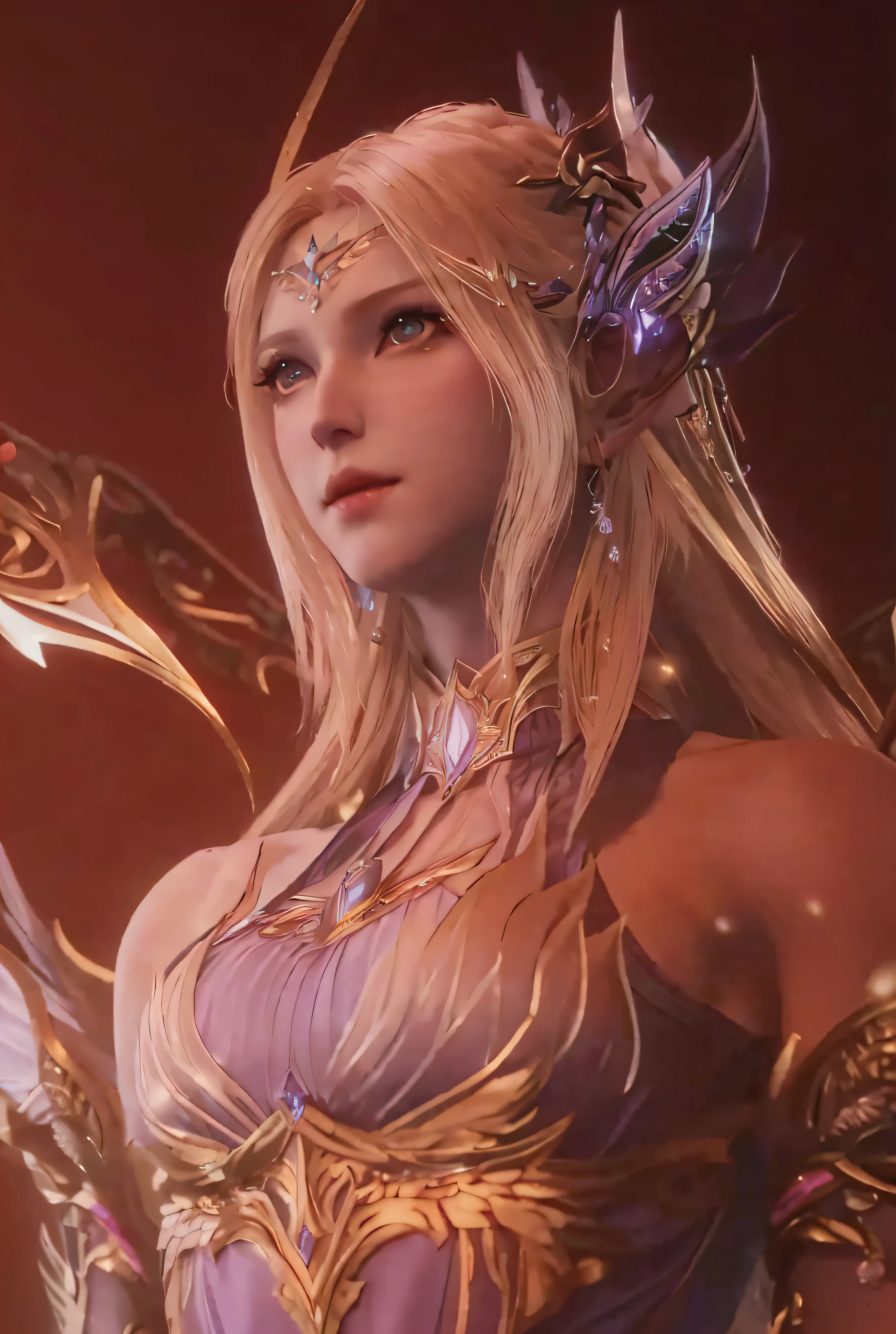 a close up of a woman in a purple dress holding a sword, lineage 2 revolution style, 4 k detail fantasy, cinematic goddess close shot, from lineage 2, beautiful and elegant elf queen, unreal engine render + a goddess, shadowbringers cinematic, alluring elf princess knight, portrait of an elf queen, cinematic goddess shot, hyperdetailed fantasy character