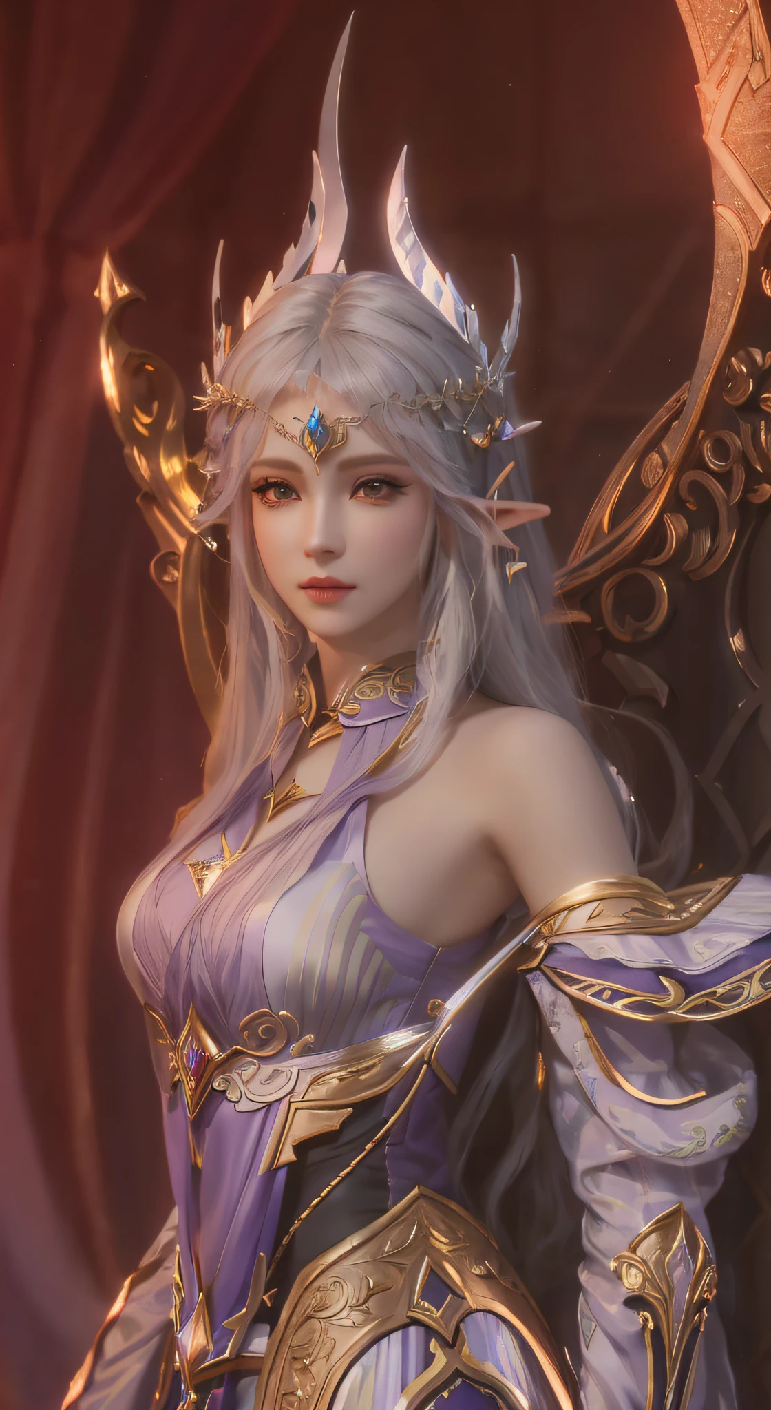 Close-up of a woman holding a sword in a purple dress, 4 K detail fantasy, bloodline 2 revolutionary style, shadowbringer movie, beautiful and elegant elf queen, wow 4 k detail fantasy, Aion from Bloodline 2, seductive elven princess knight, portrait of the elf queen, game CG, Artgerm ; 3D Unreal Engine, ((Close-up of faces, detailed portrayal)), ((Perfect Faces)), (Delicate facial features))