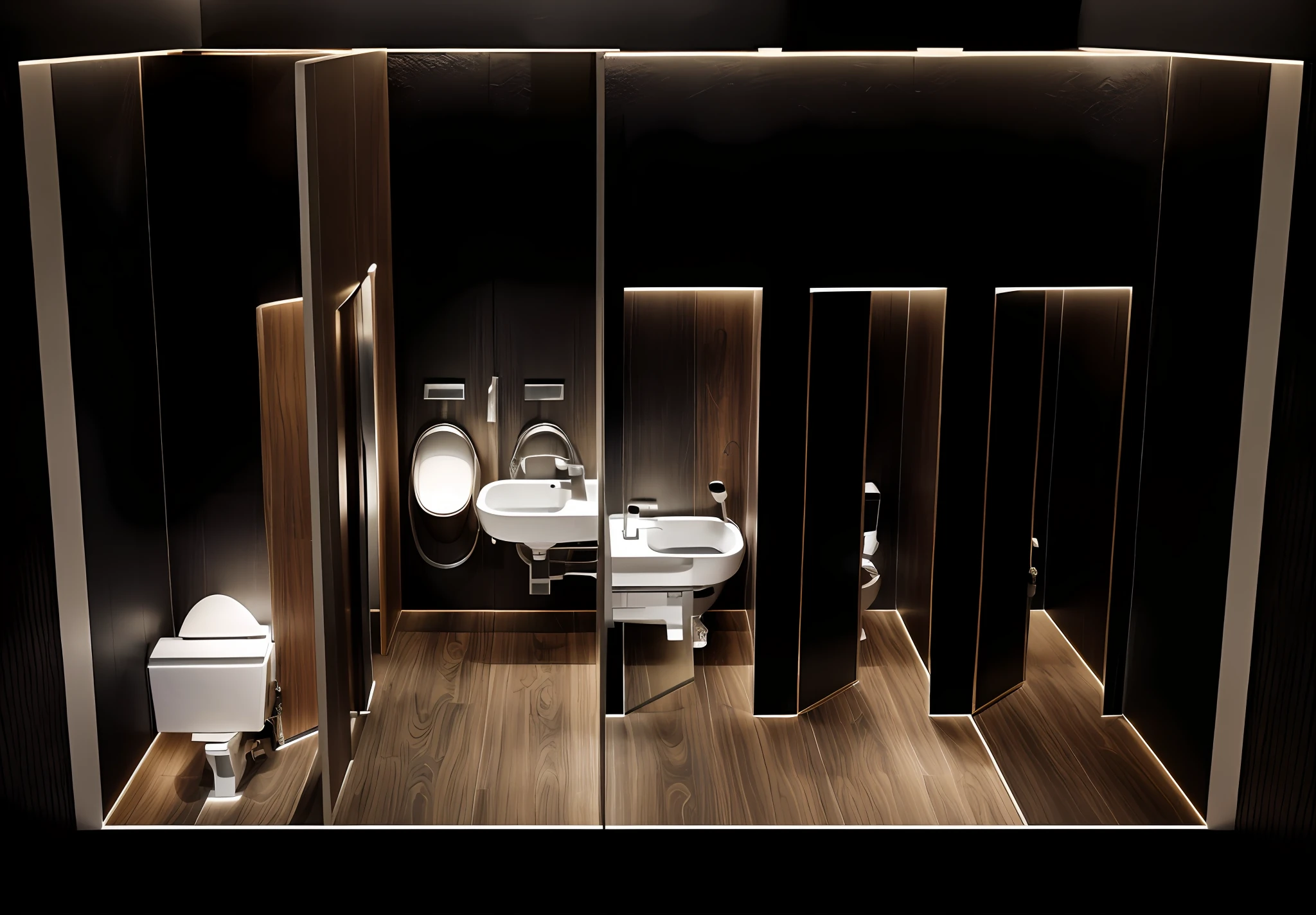Vietnamese-style private toilet, view from above, wall black