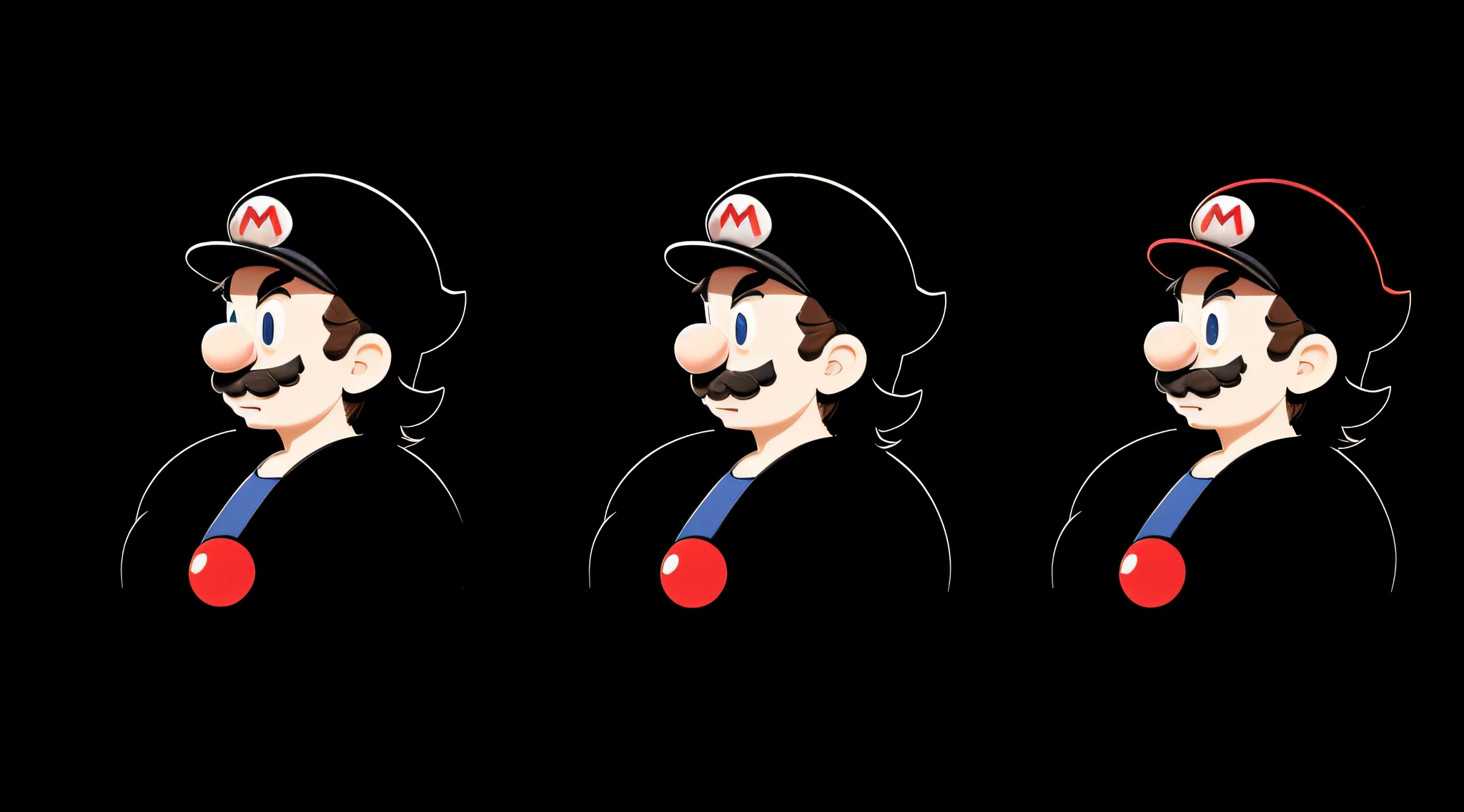 Design (minimalist), ONLY COLORS THAT ARE USED ARE ((black, RED and BLUE)), about ((MARIO BROS)), (((simple))), simple, minimalist, without many details, abstract, brief, essential.