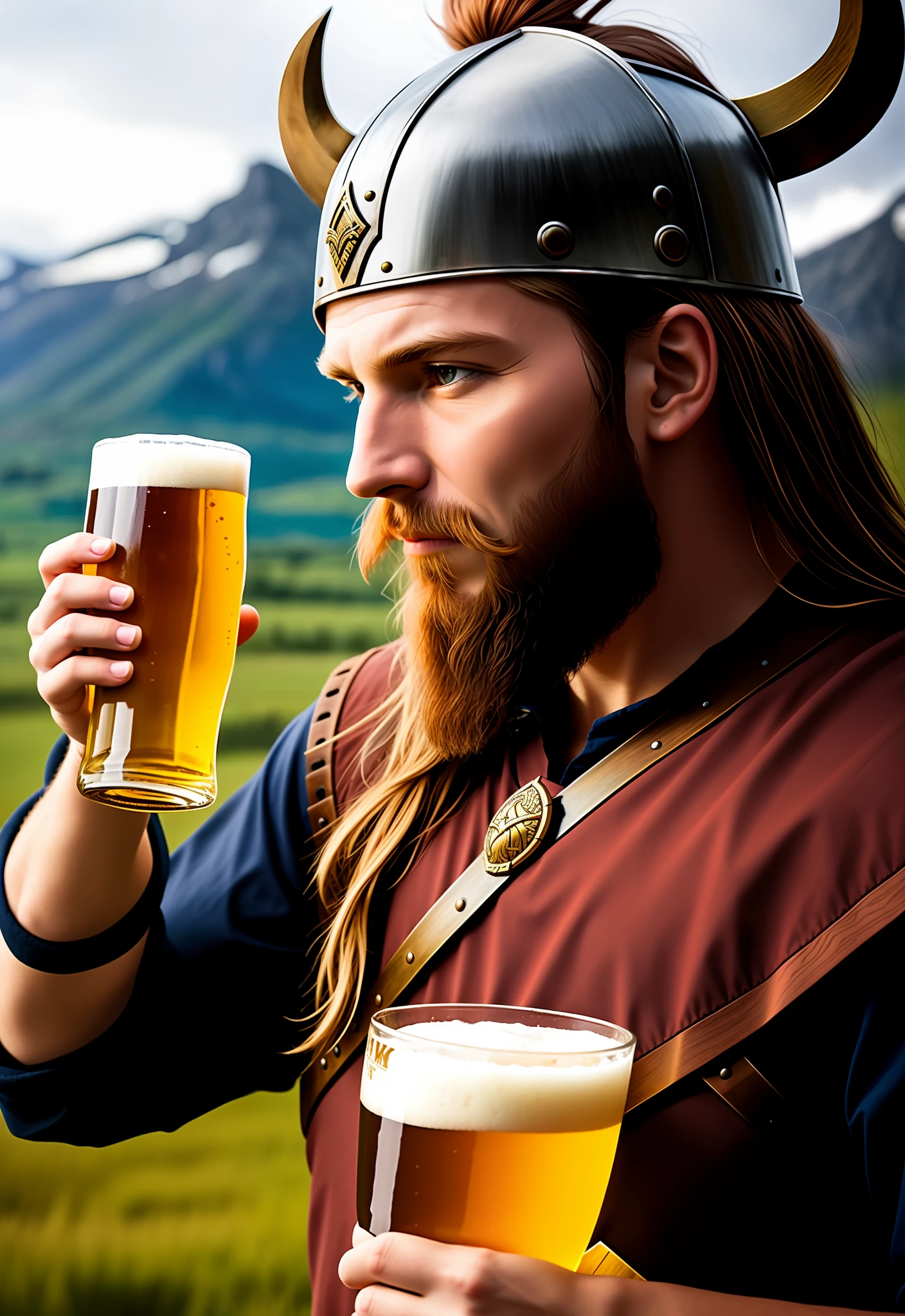 Viking warrior drinking beer