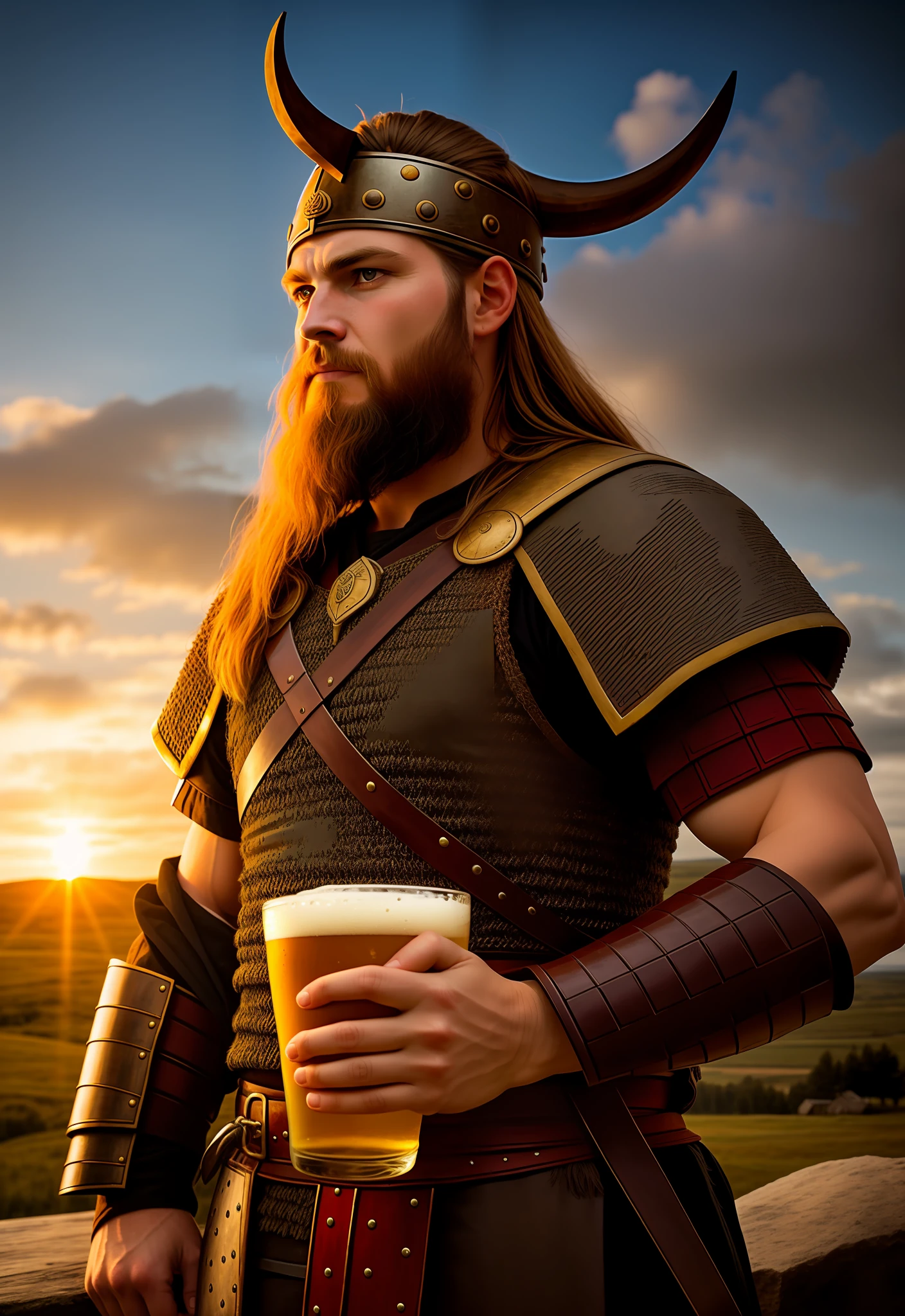 Viking warrior drinking beer