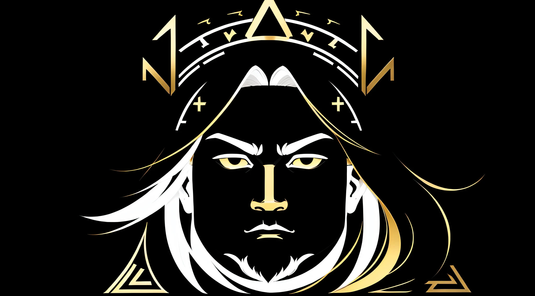 Design (minimalist), ONLY COLORS THAT ARE USED ARE ((black, white and GOLD)), about ((ZEUS)), (((simple))), simple, minimalist, without many details, abstract, brief, essential.