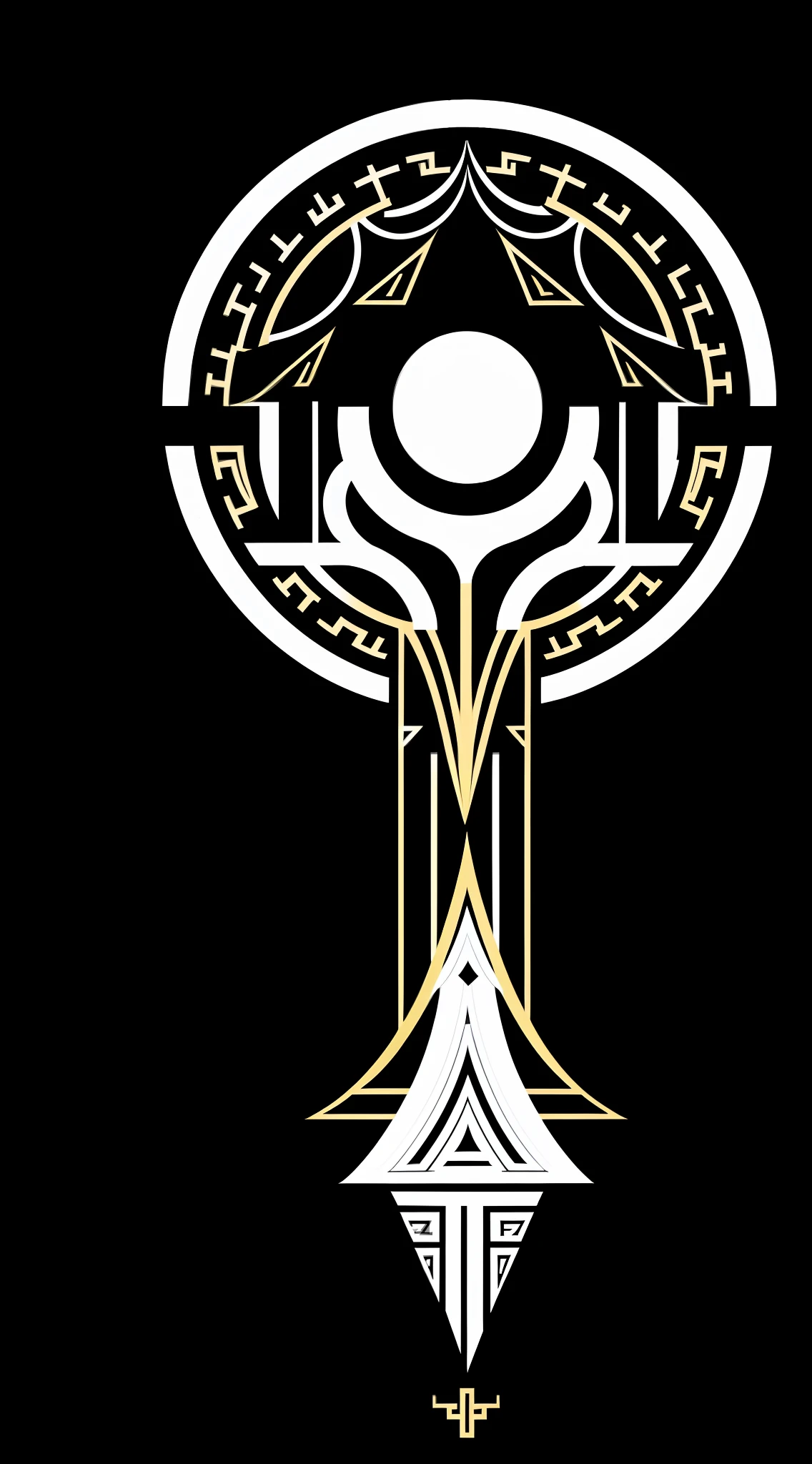 Design (minimalist), ONLY COLORS USED ARE ((black, white and GOLD)), about ((ZEUS)), (((simple))), simple, minimalist, without many details, abstract, brief, essential