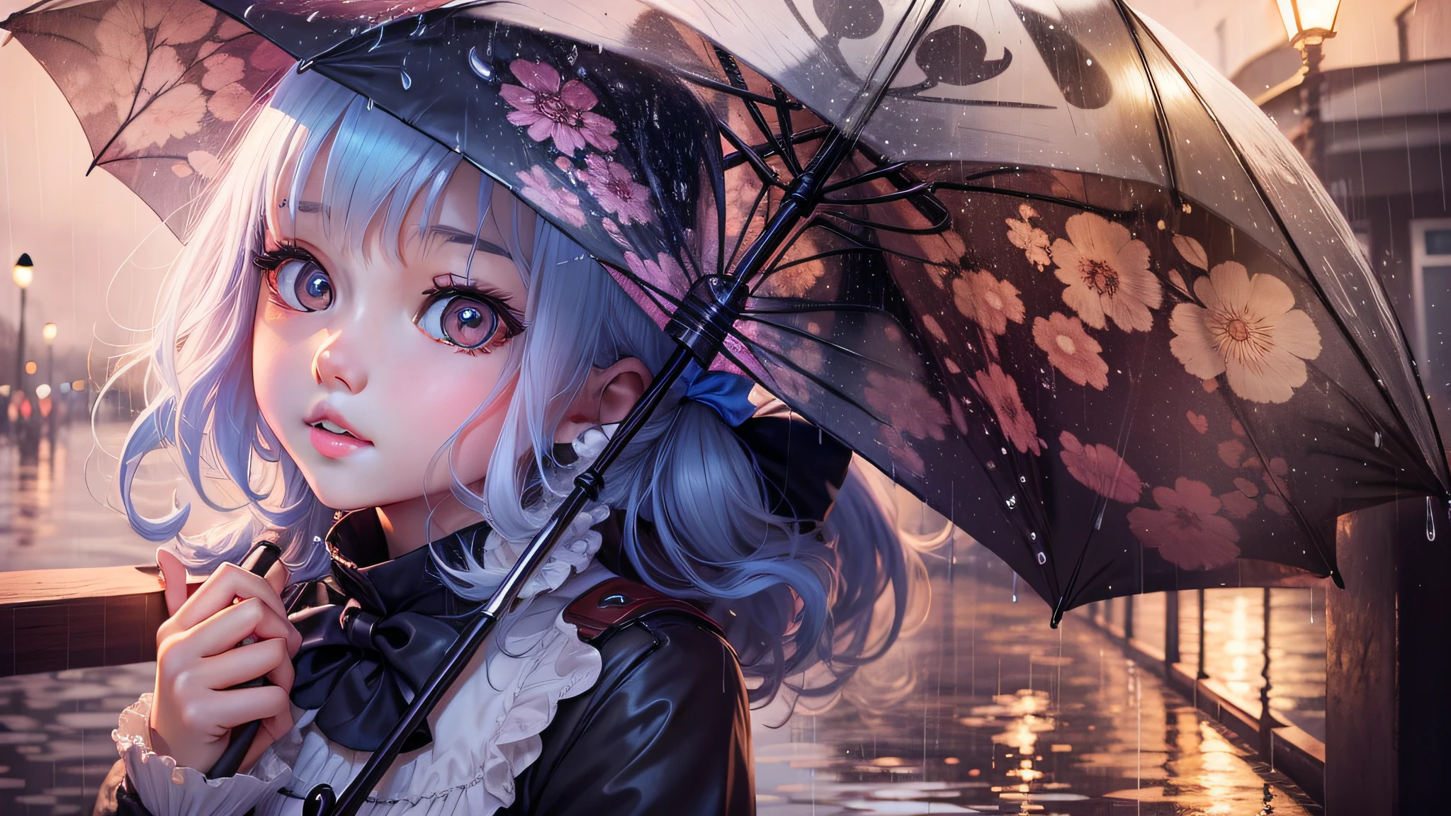 rain cute girl umbrella
