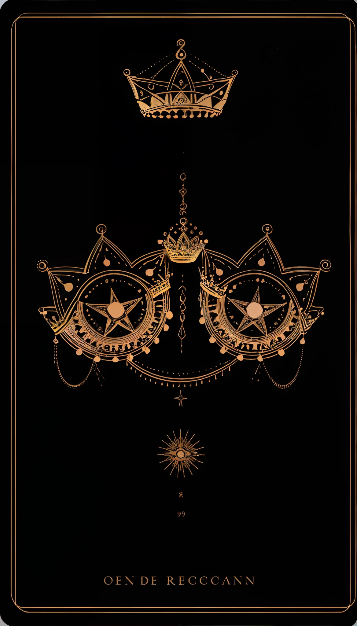 Soul card, line, ((crown)), star, moon, no man, radiation