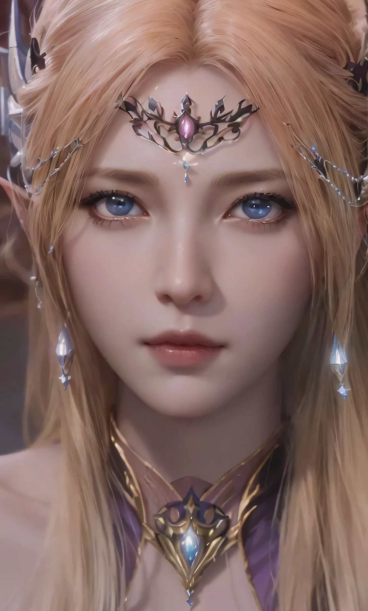 a close up of a woman with a crown on her head, cinematic goddess close shot, lineage 2 revolution style, 4 k detail fantasy, final fantasy face, from lineage 2, beautiful and elegant elf queen, a beautiful fantasy empress, hyperdetailed fantasy character, portrait of an elf queen, intricate ornate anime cgi style, elven character with smirk