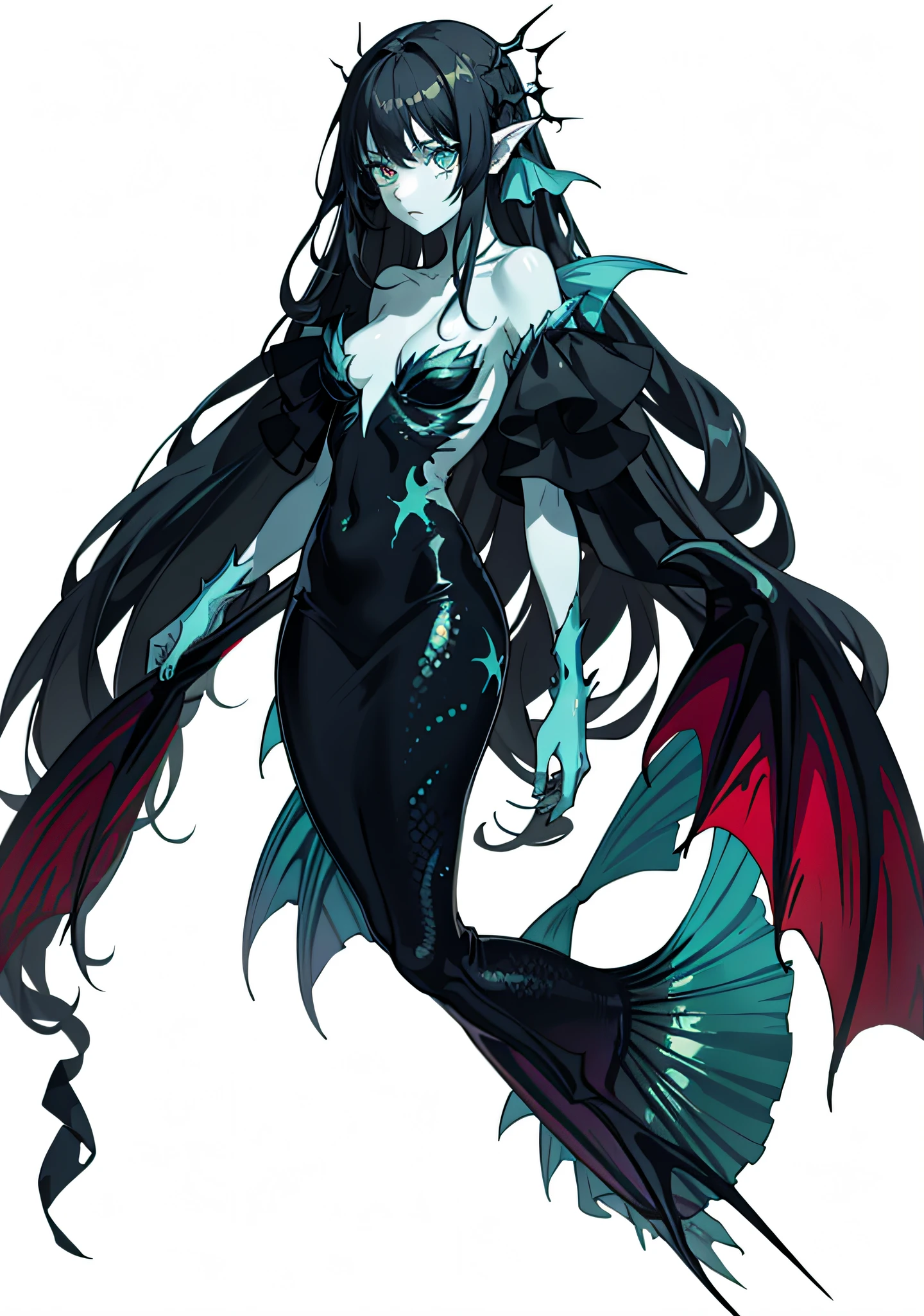 Horror theme, mermaid, full body standing painting, color, horror! Blame! Scary! --auto --s2