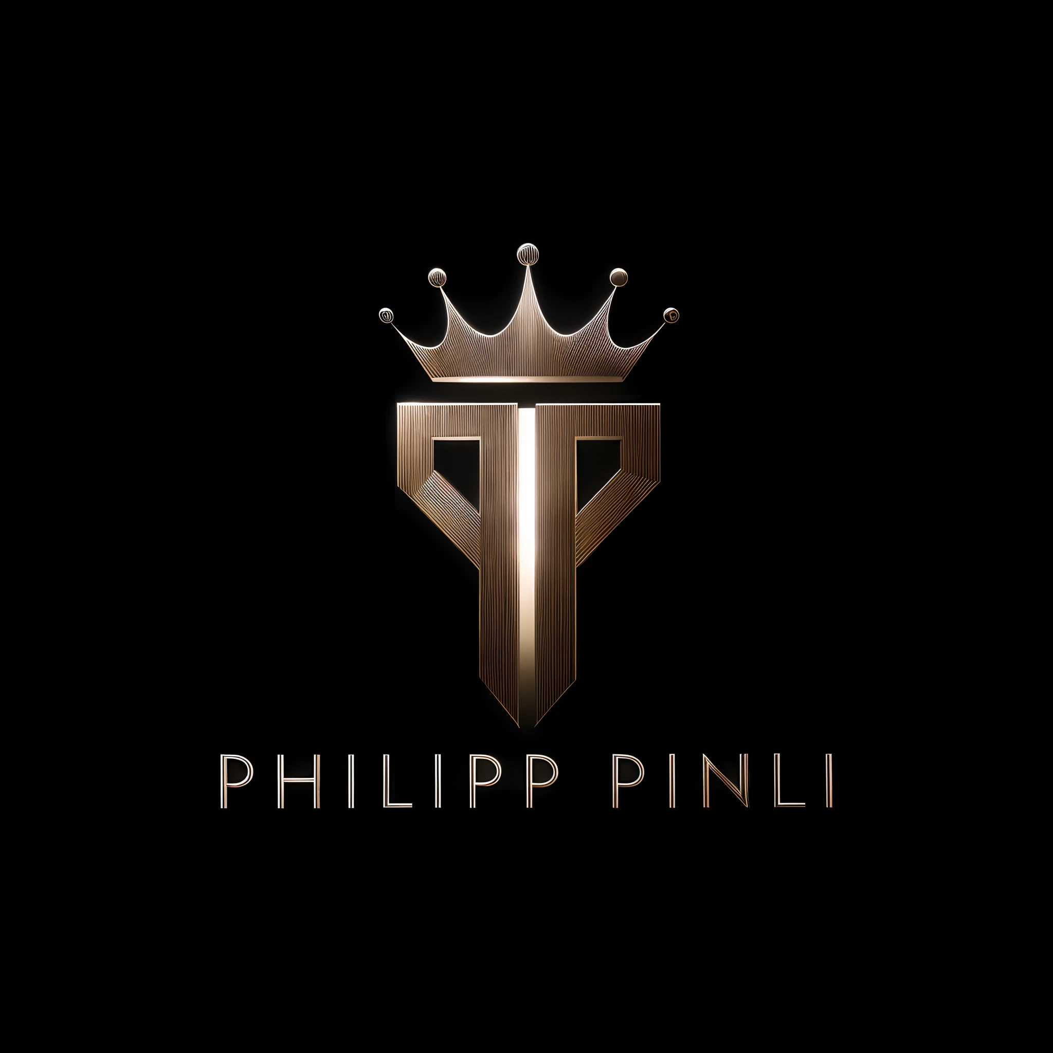 A black and white logo, metallic, three-dimensional. atmosphere, texture,