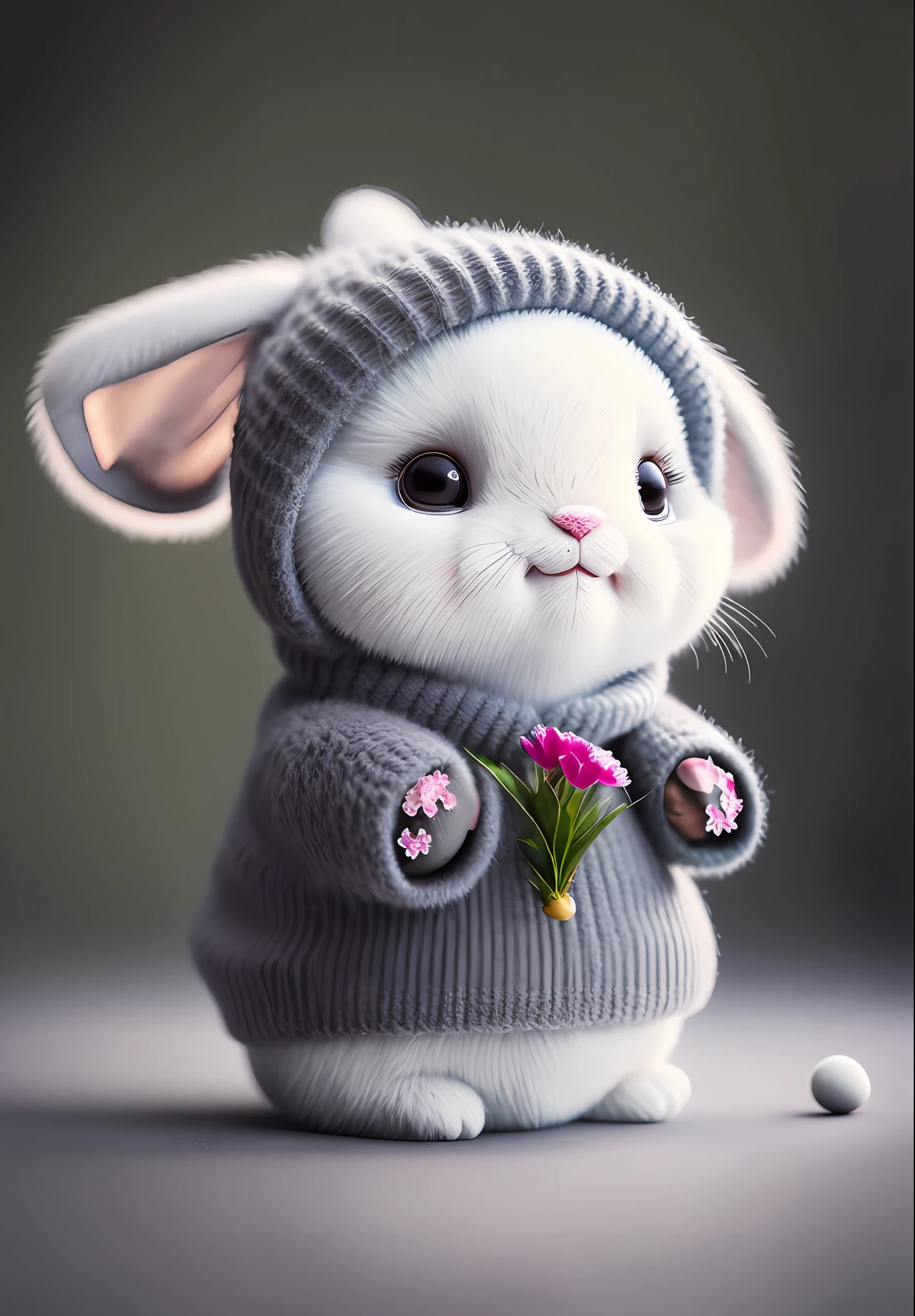 bunny, blur, bunny, flower, nature, no_humans, depth of field, to8contrast style, DARK_Glam, wearing DRK_Glam, deep shadows, (dark: 1.4), (8k, RAW photo, best quality, masterpiece: 1.2)
