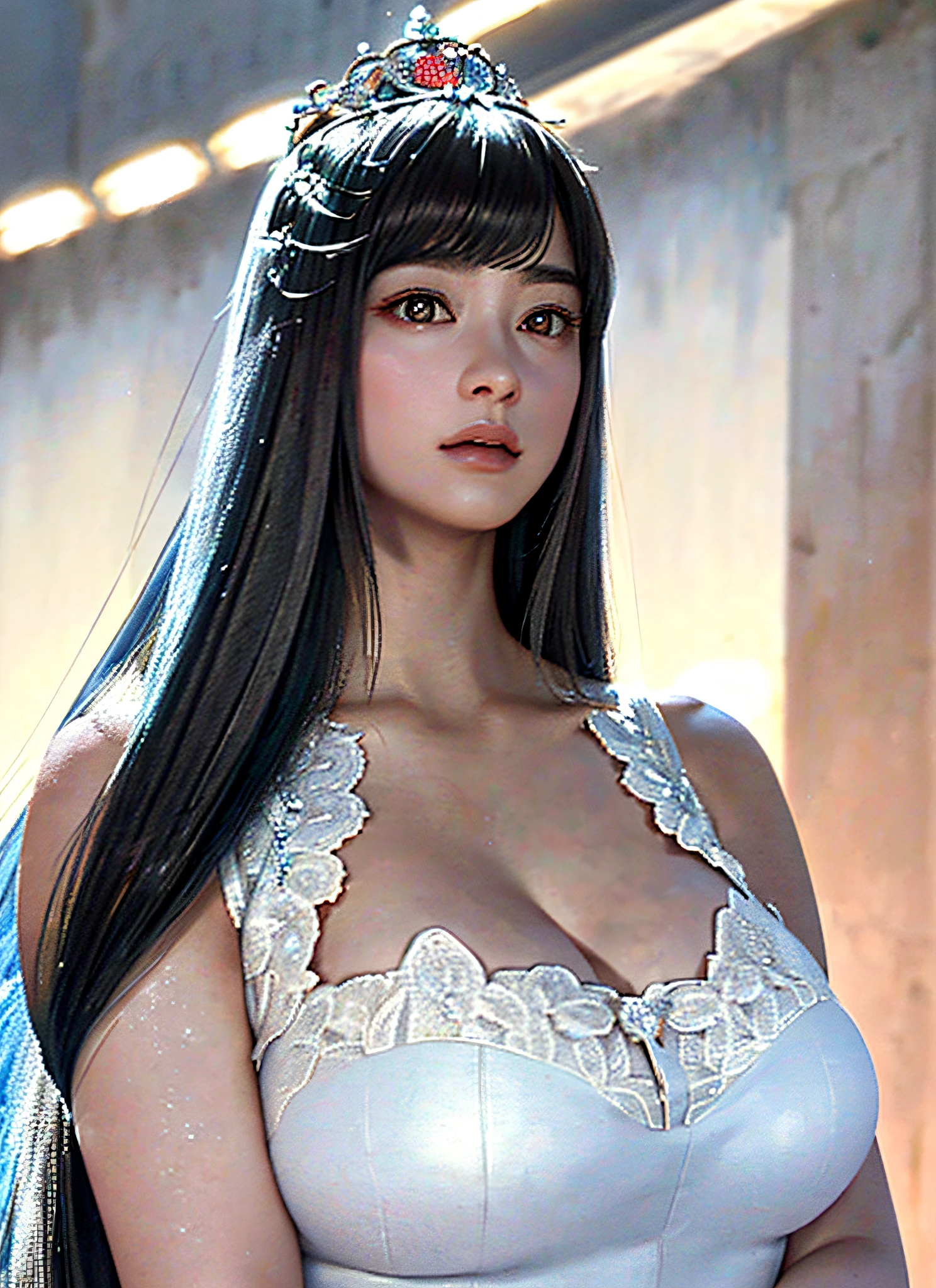 Ultra detailed complex 3D rendering of face, full body image of glamour shot, pink micro bikini, long hair, viewer view, Various poses, (((Huge breasts: 1.4)), (Very soft breasts)), RAW photos, (Highly detailed skin: 1.2), (Exposure: 1.1), bare feet, (shiny skin),((Realistic lighting, top quality, 8K, Masterpiece: 1.3)), clear focus: 1.2, 1 girl, Perfect figure: 1.4, (cleavage), intricate details, jeweled ultra-detailed large crown: 1.2), (surreal), (high resolution), (8K), (very detailed), (beautiful detailed eyes), she radiates soft and bright light, jewels of intricate details, 1 girl, solo, long hair, wind, gorgeous face, top quality, masterpiece, maximum detail, diffused lighting, (Blue-black hair: 1.3), Valhalla Valkyrie, beauty, facial muscles