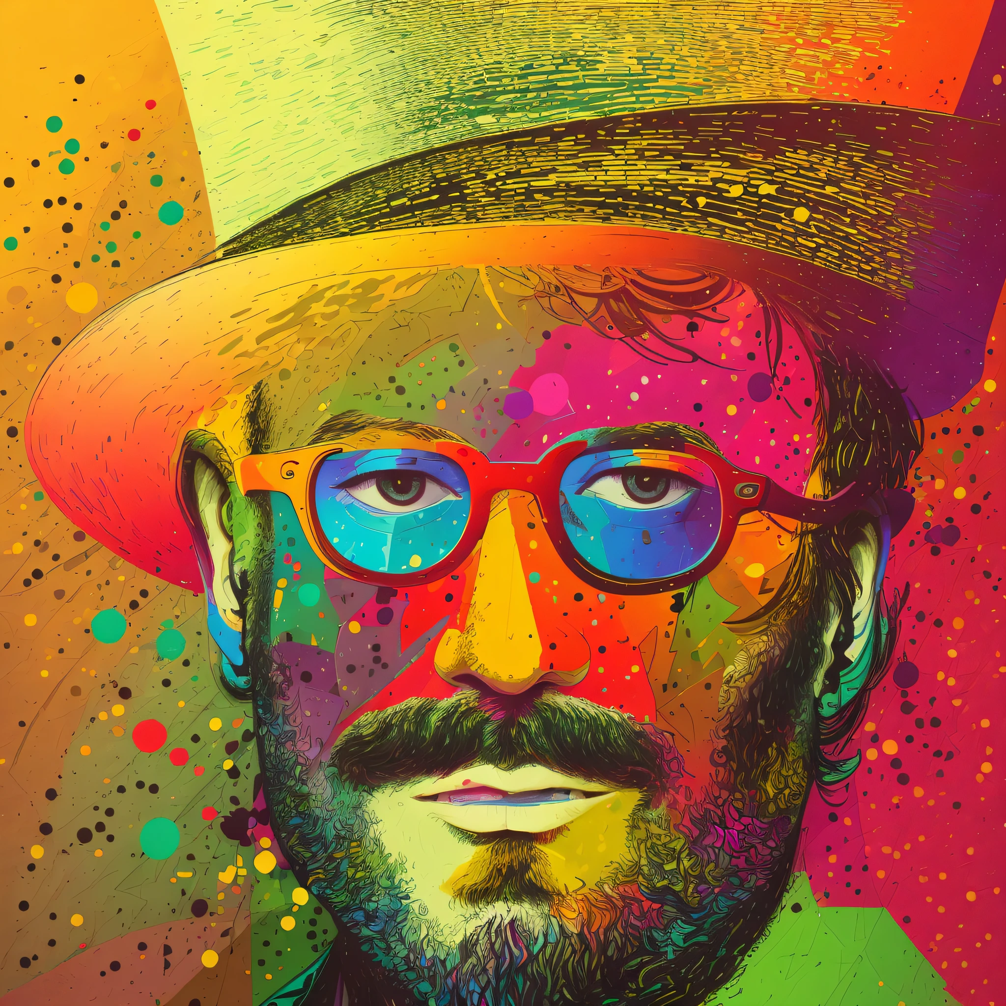 Abstract art that uses colorful overlapping shapes to create. The look should be inspired by the unique painting styles found in cubism and cubist futurism, with an emphasis on texture and intricate details, including the hand-drawn type