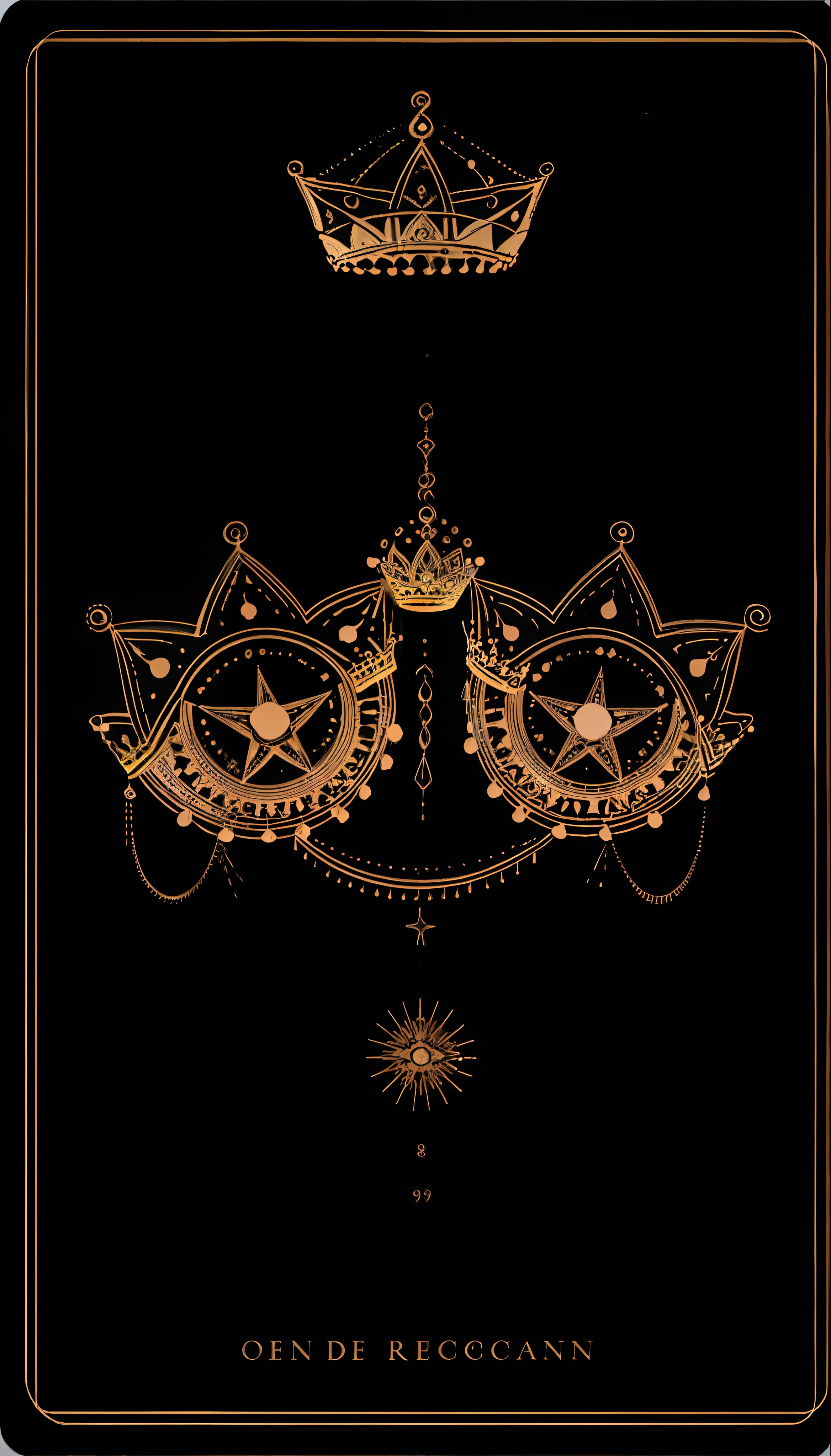 Soul card, line, ((crown)), star, moon, no man, radiation