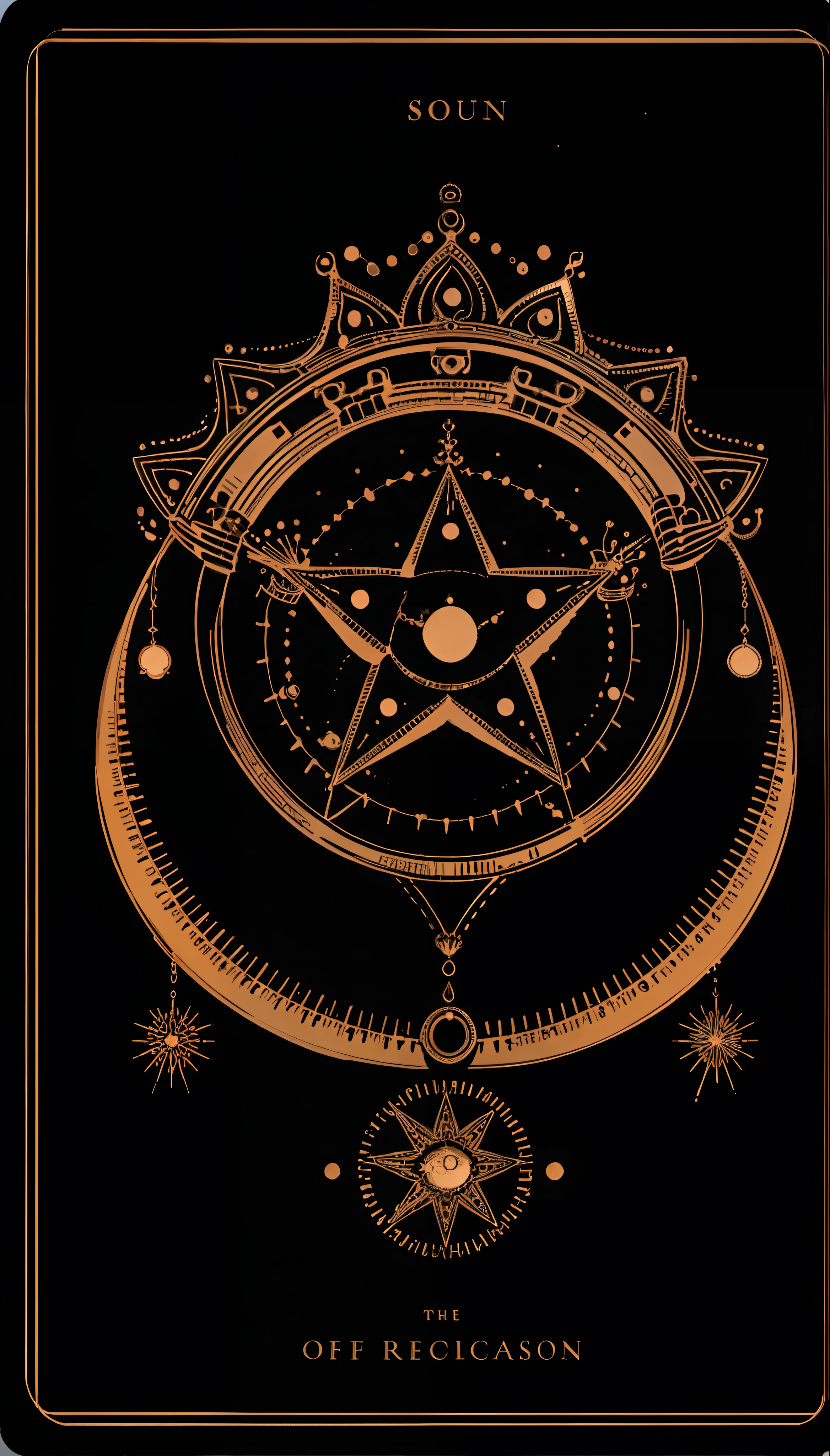Soul card, line, ((crown)), star, moon, no man, radiation
