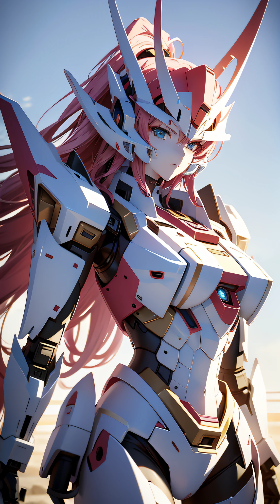 There is a large robot standing on the platform with female mecha, best anime 4k konachan wallpaper, detailed digital anime art, anime mecha aesthetics, detailed anime art, detailed anime artwork, anime wallpaper 4 K, anime wallpaper 4k, advanced digital anime art, 4k anime wallpaper, badass anime 8 k, anime art wallpaper 4k, anime art wallpaper 4k