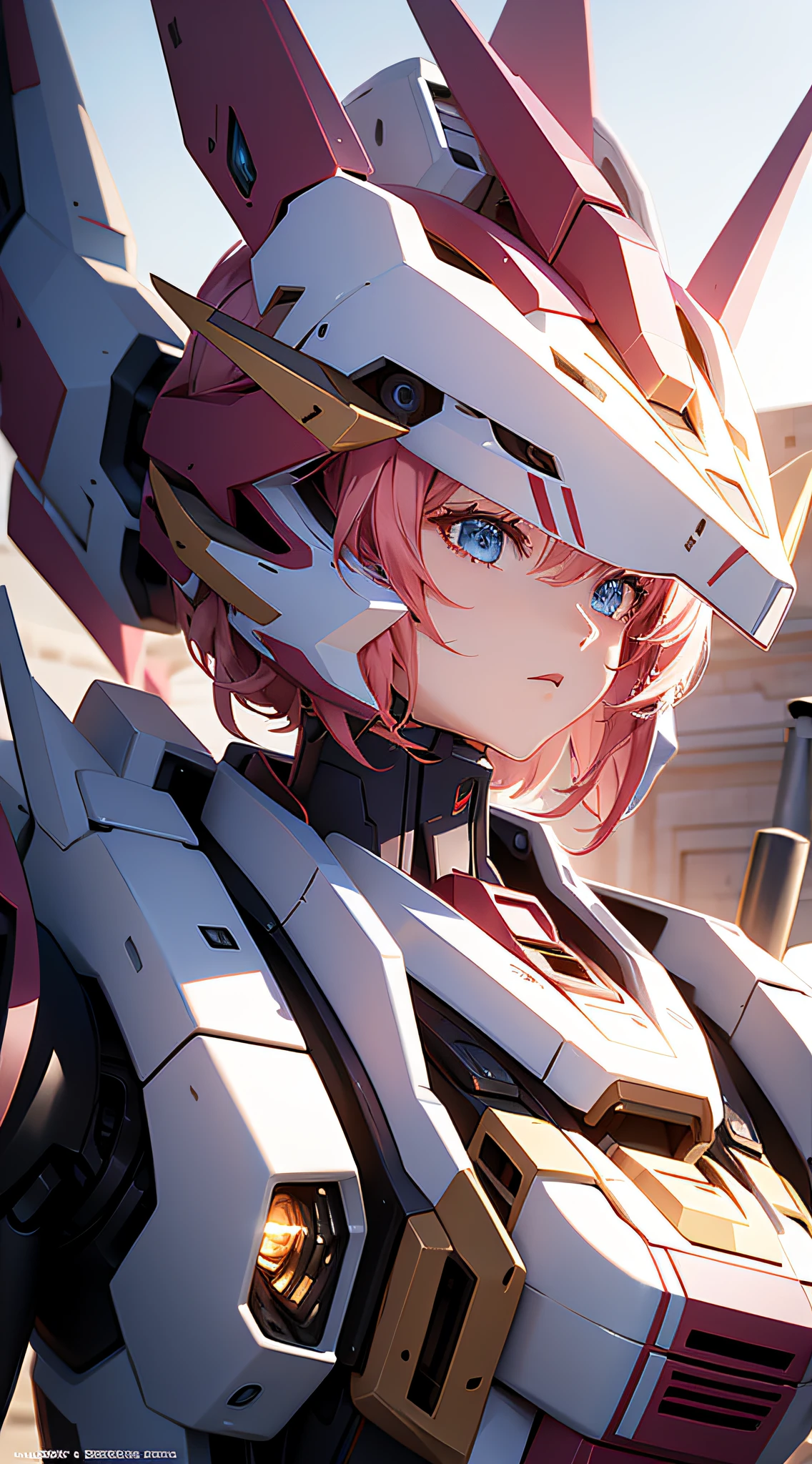 There is a large robot standing on the platform with female mecha, best anime 4k konachan wallpaper, detailed digital anime art, anime mecha aesthetics, detailed anime art, detailed anime artwork, anime wallpaper 4 K, anime wallpaper 4k, advanced digital anime art, 4k anime wallpaper, badass anime 8 k, anime art wallpaper 4k, anime art wallpaper 4k