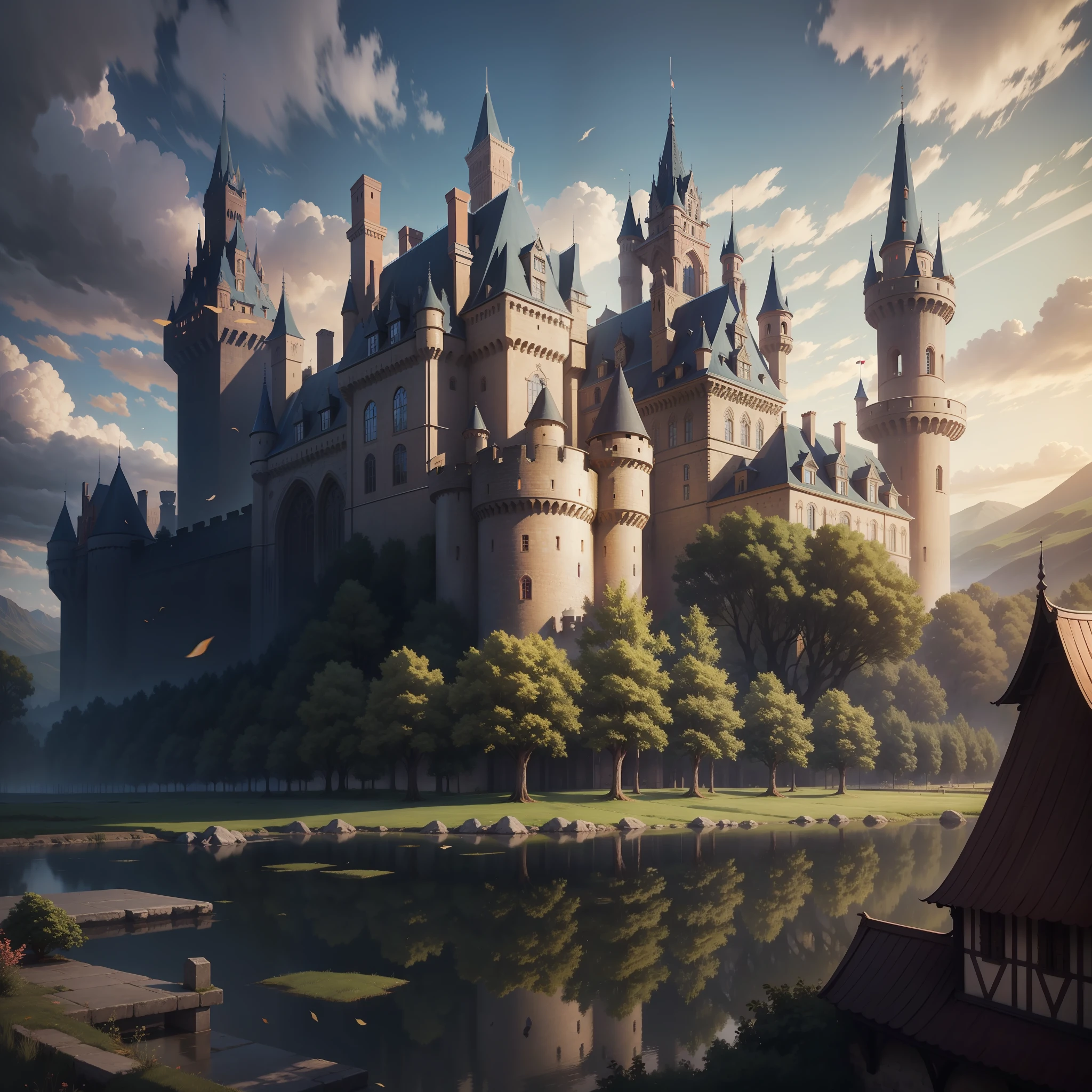 Huge castle in the background, medieval universe