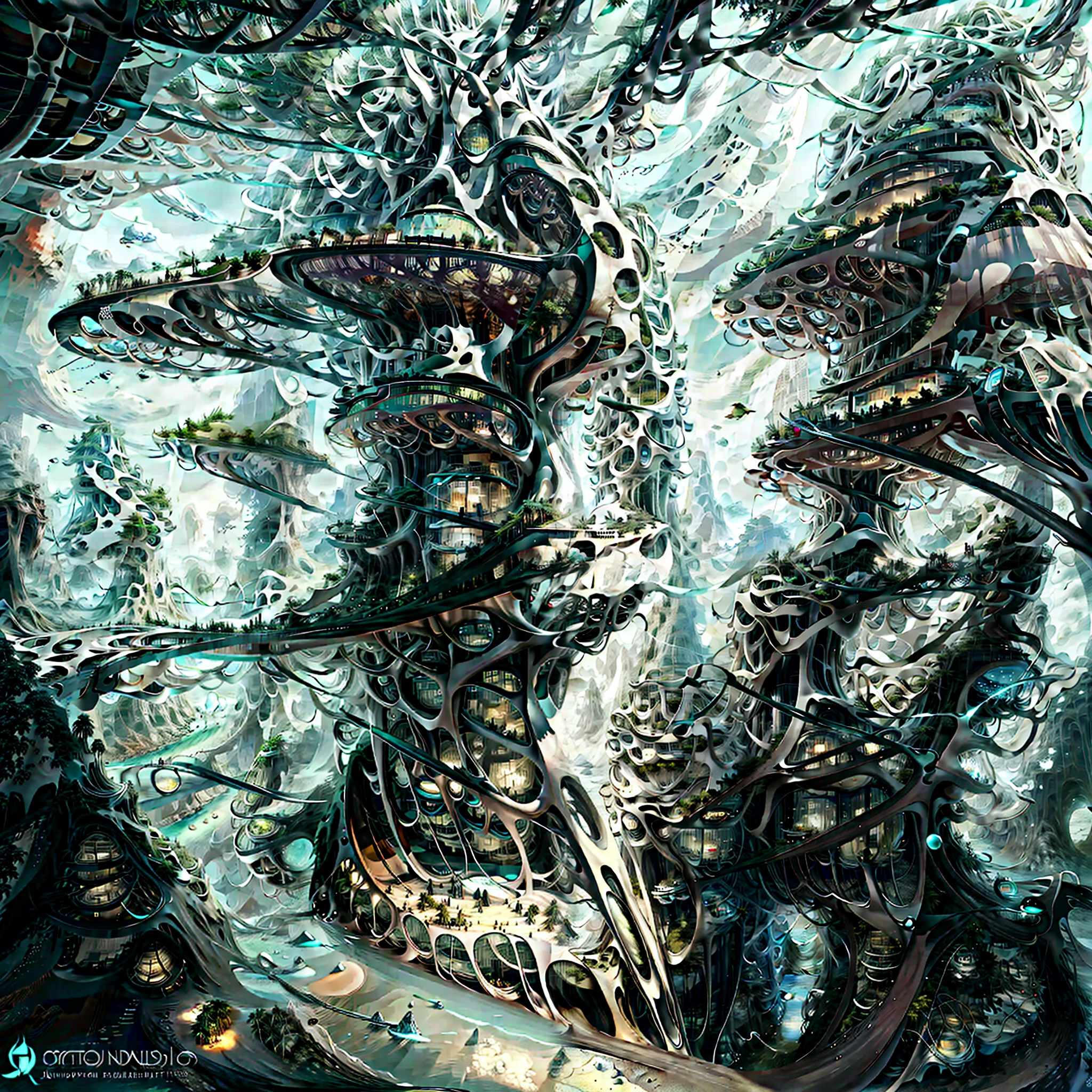 Airbrush drawing --v 5.1 style Futuristic design of an awesome sunny day environment concept art on a futuristic terrain with huge waterfalls,streams, mangroves,nature architecture, proportional,detailed,bright clouds, nature meets futuristic architecture by Santiago Calatrava and Vincent Callebaut with futuristic development, high rise made up staircases, balconies, full of composite glass facades, residential spaces carved from cliff side ,trending on artstation, beautiful lighting,In the style , fantasy, intricate, award winning, 4k, highest quality