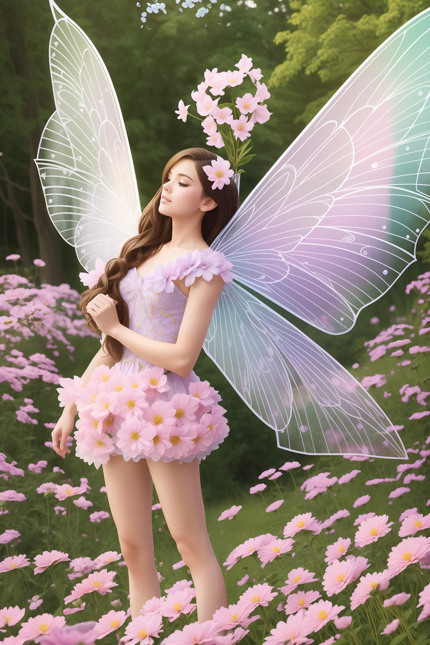 Handsome fairy with fairy wings. Standing on a large flower --auto --s2
