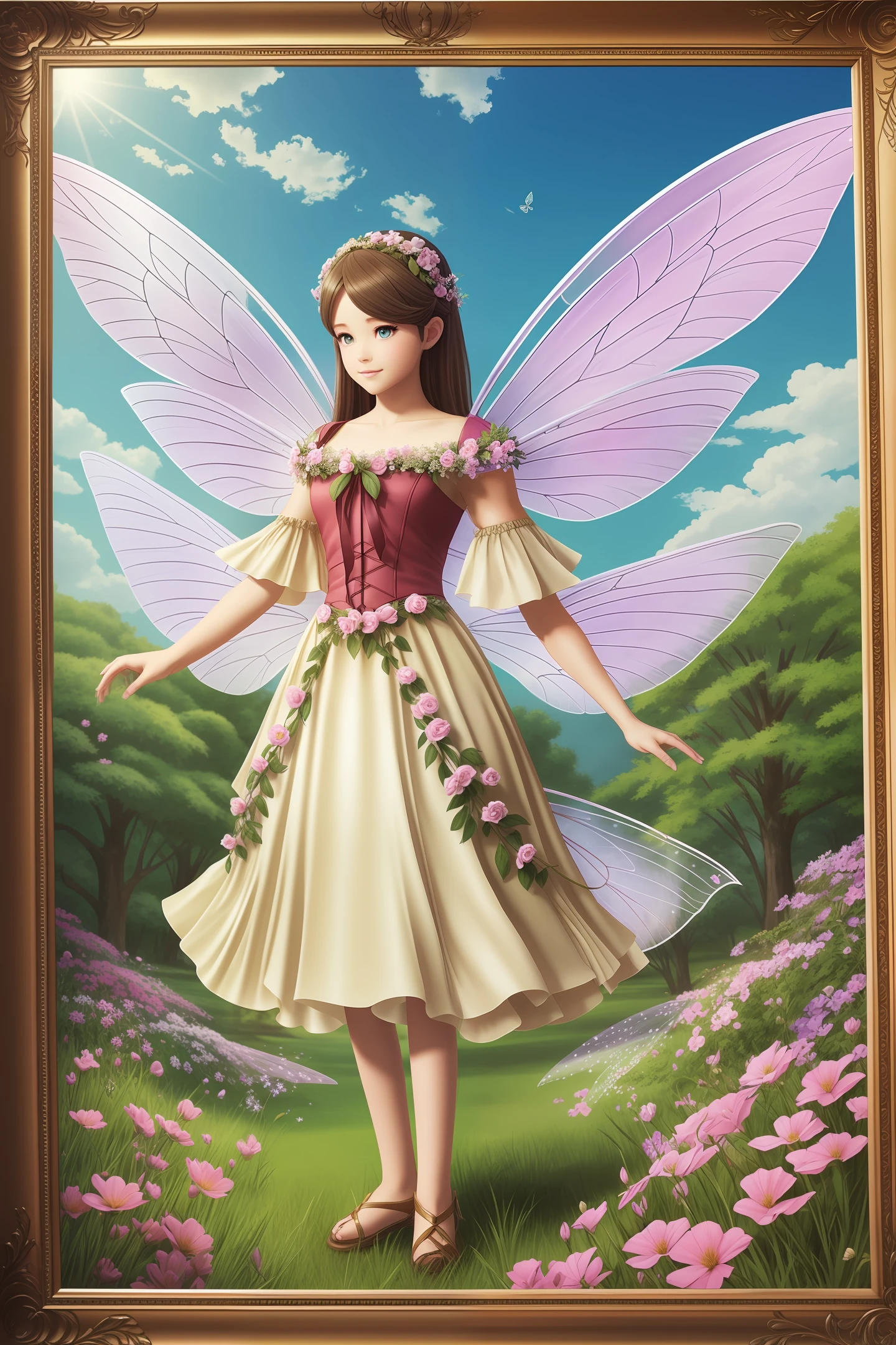 Handsome fairy with fairy wings. Standing on a large flower --auto --s2