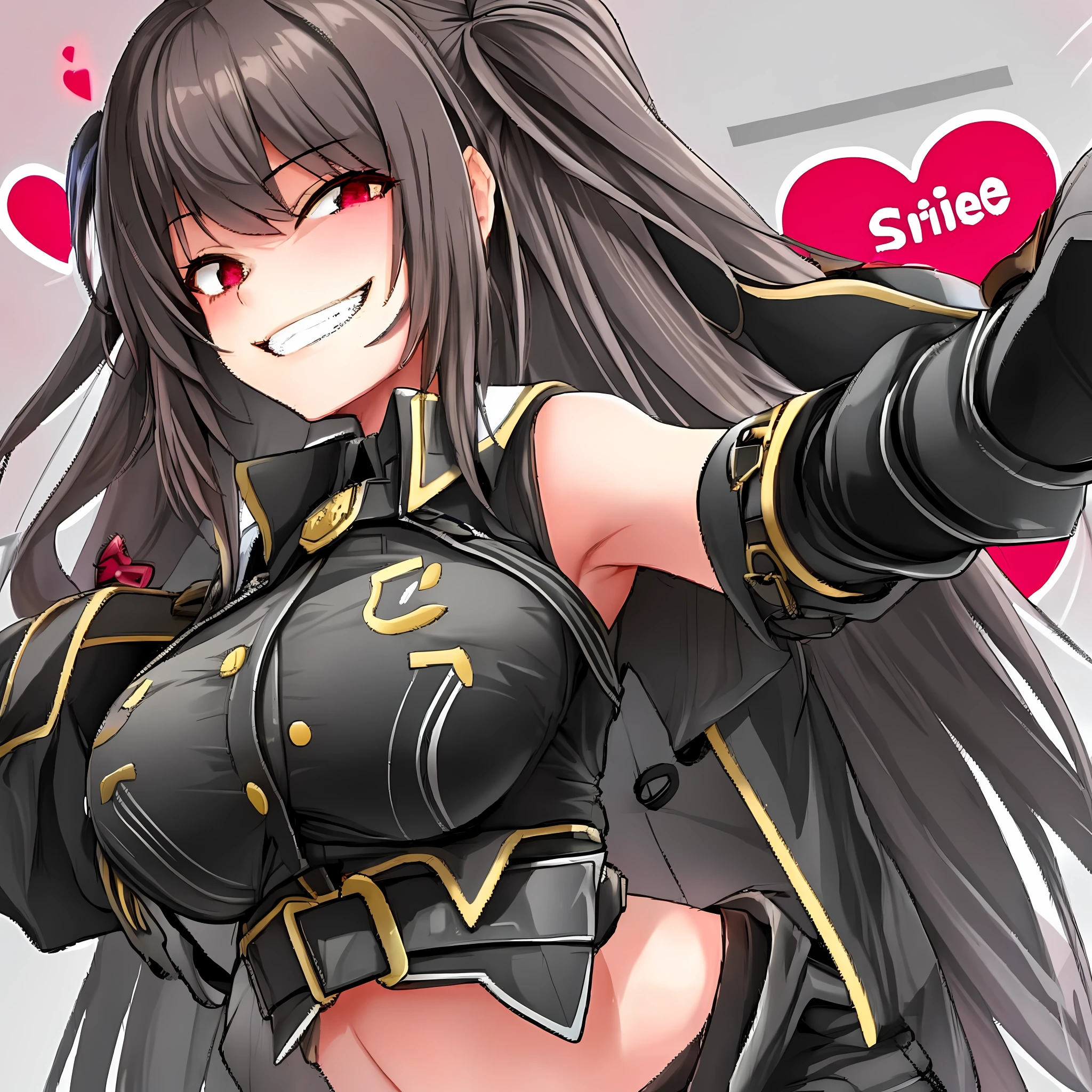 1girl,grin,mischievous smile,❤️,Heart,
evil grin,smug