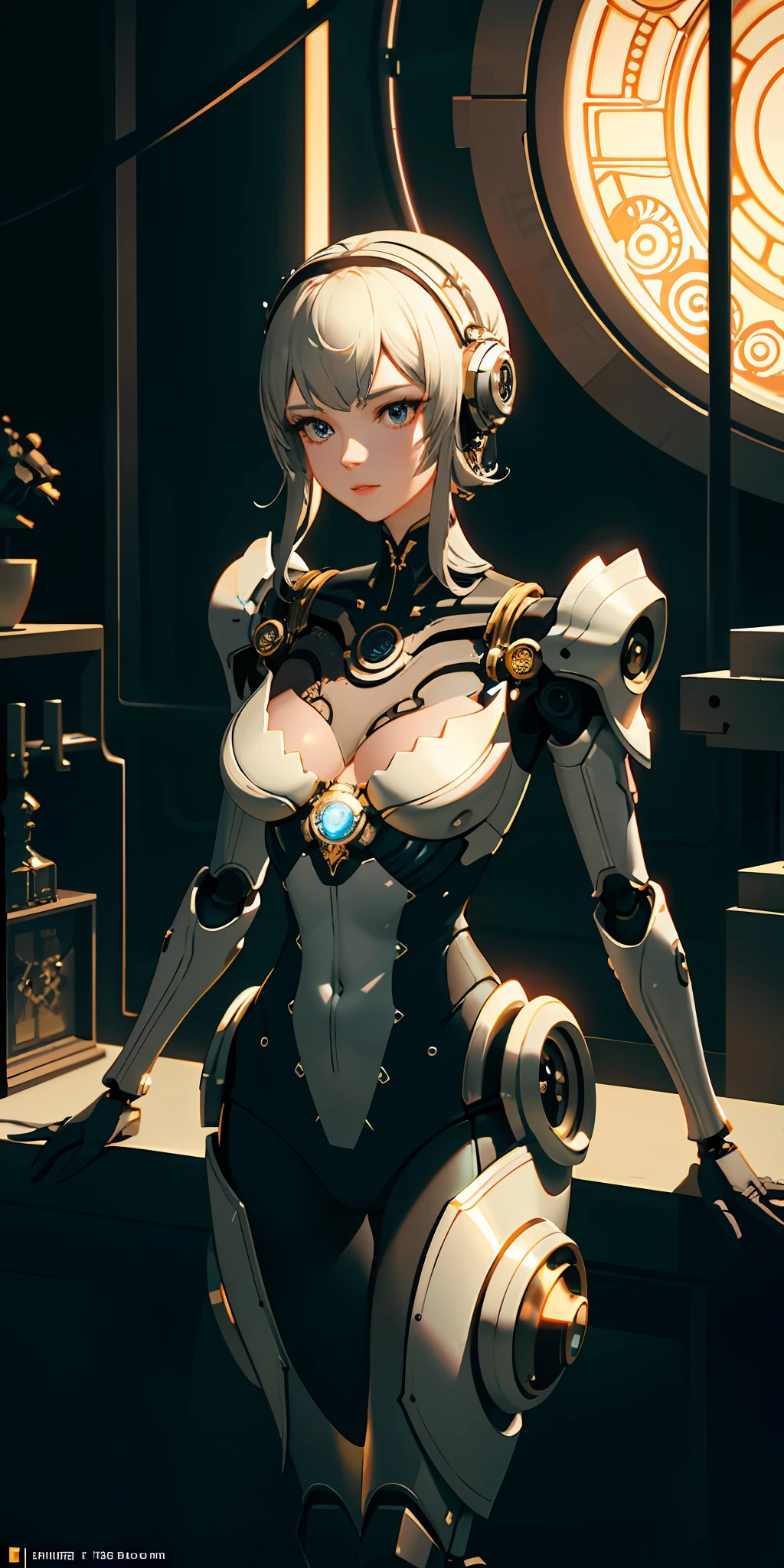 Intricate 3d rendering of highly detailed beautiful ceramic silhouette female robot face, robot, robot part, 150 mm, beautiful studio soft light, rim light, vibrant details, luxurious cyberpunk, lace, surreal, anatomy, facial muscles, cables wires, microchip, elegant, beautiful background, octane rendering, HR Giger style, 8k, best quality, masterpiece, illustration, very delicate and beautiful, very detailed, CG, unity, wallpaper , (fidelity, fidelity: 1.37), amazing, fine detail, masterpiece, best quality, official art, extremely detailed cg unity 8k wallpaper, absurd, unbelievably absurd, robot, silver helmet, full body
