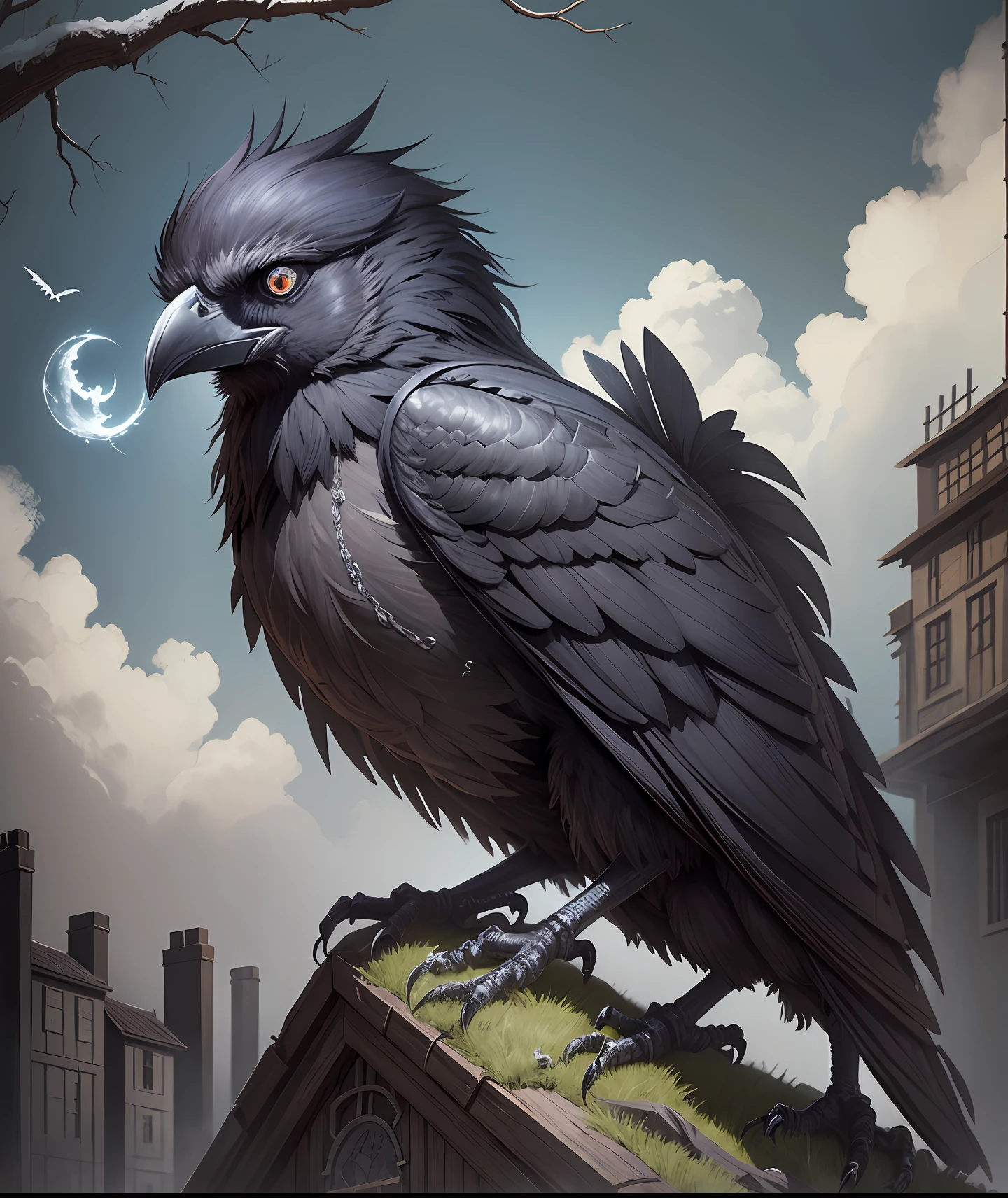 the Raven Queen naruto the movie house by todd jaskul, in the style of gothic surrealism, twisted branches, rustic figurative, apollinary vasnetsov, dark brown and light, depiction of rural life, crow-themed --auto --s2