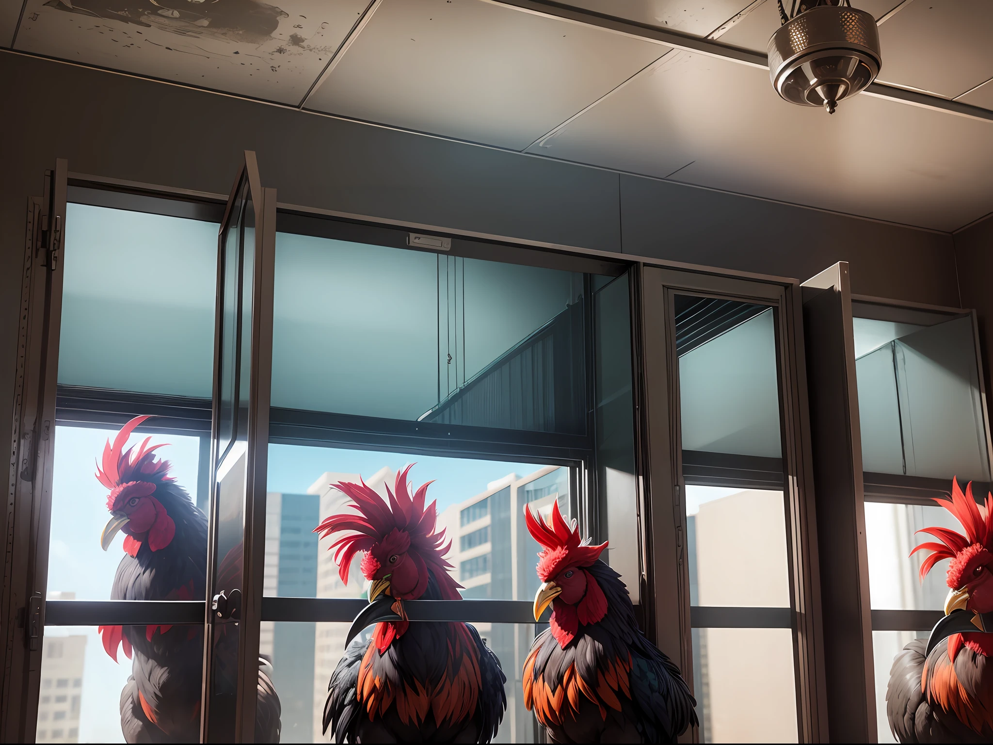 A group of roosters is locked up in a windowless danger room --auto --s2