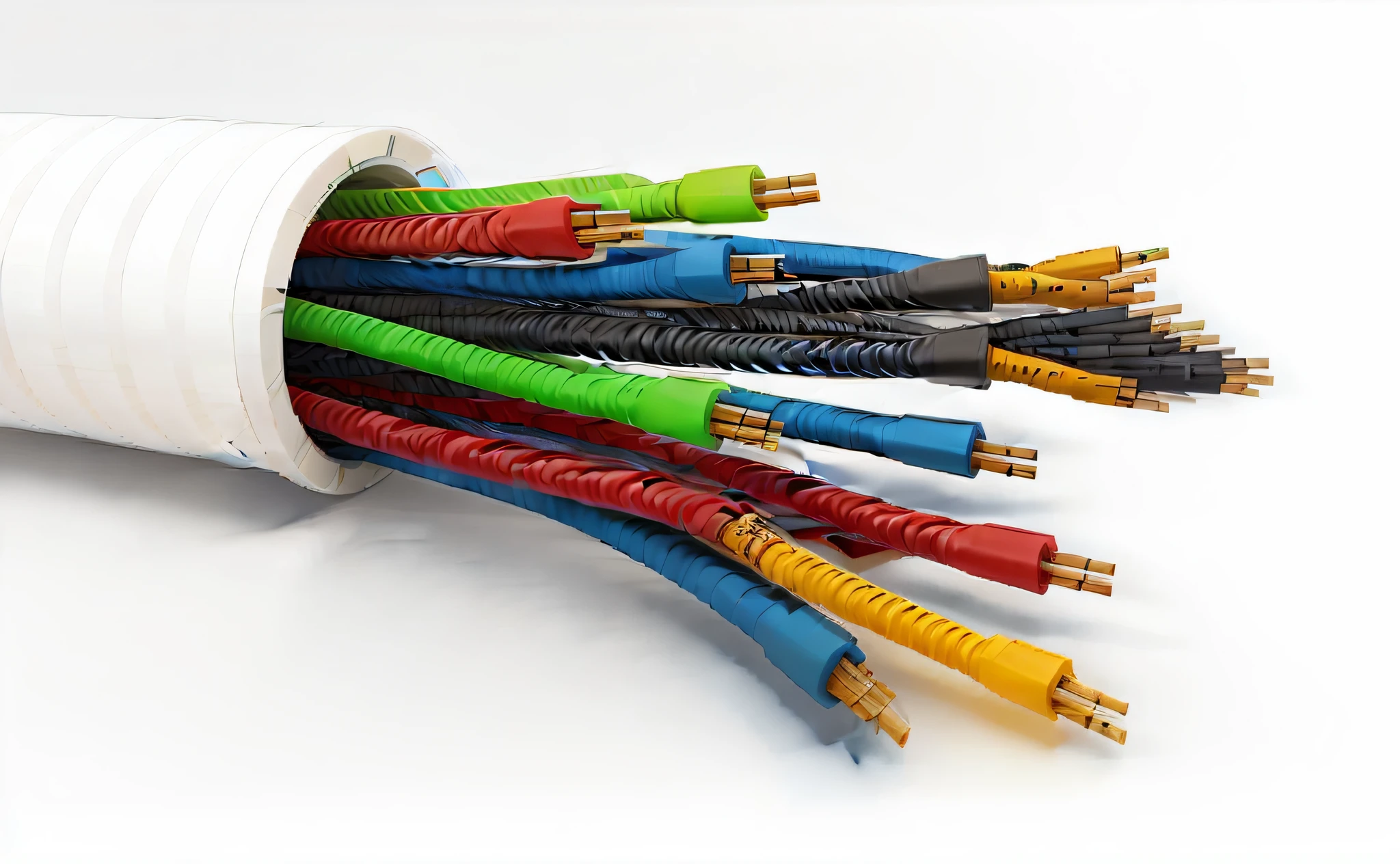 a close up of a bunch of wires wrapped in a tube, cable wires, electrical cables, cable electric wires, electrical wires, electronic wires, electric cables, wires and cables, cables and tubes, cables, wires and tubes, tubes and cables, wires and cables coming out, wires and cords, cords and wires, has cables, cables and wires