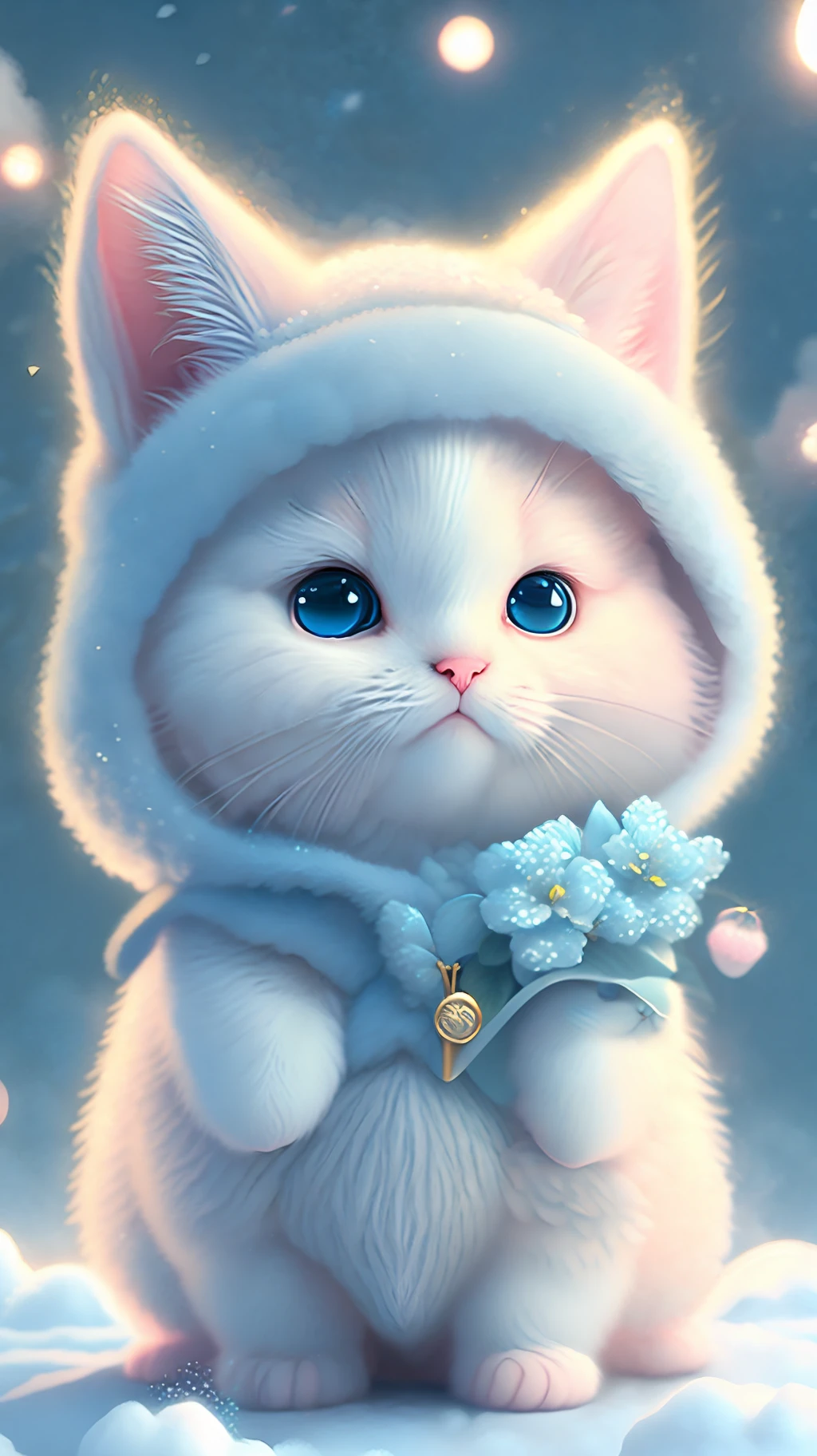 In this ultra-detailed CG art, cute kittens surrounded by ethereal roses, laughter, best quality, high resolution, intricate details, fantasy, cute animals, open mouths, laugh!!