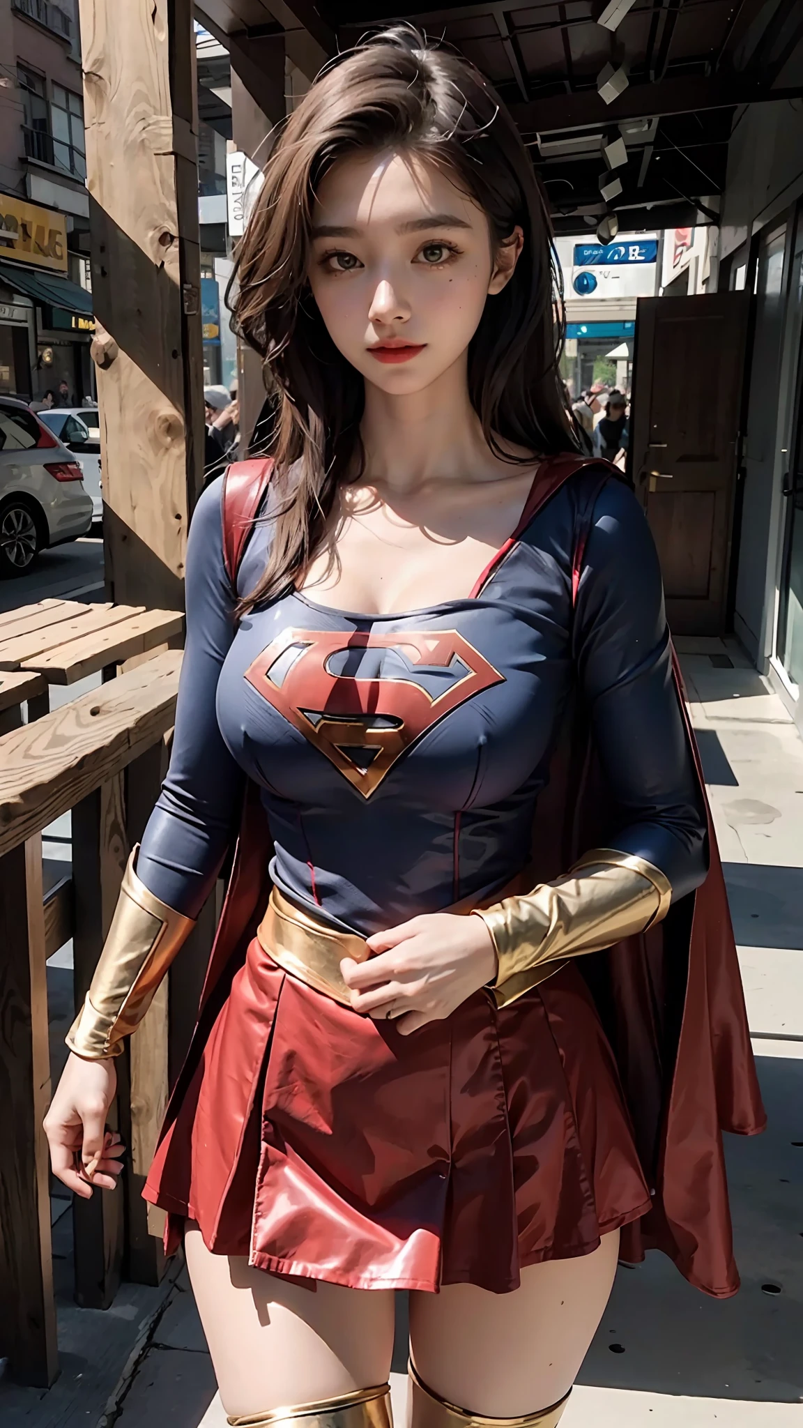 Woman body set big breasts, Supergirl costume dress