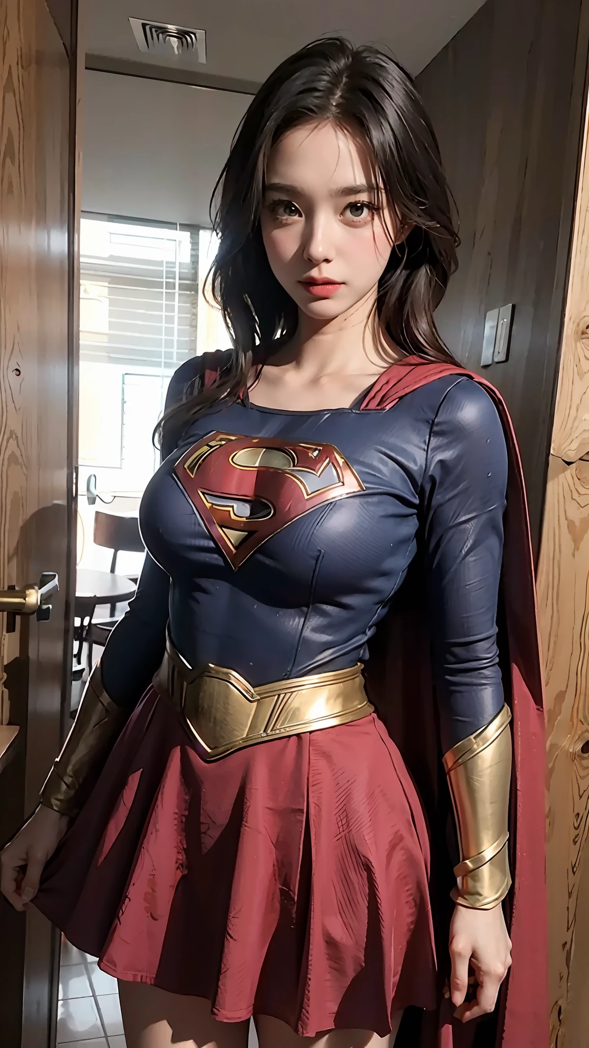 Woman body set big breasts, Supergirl costume dress