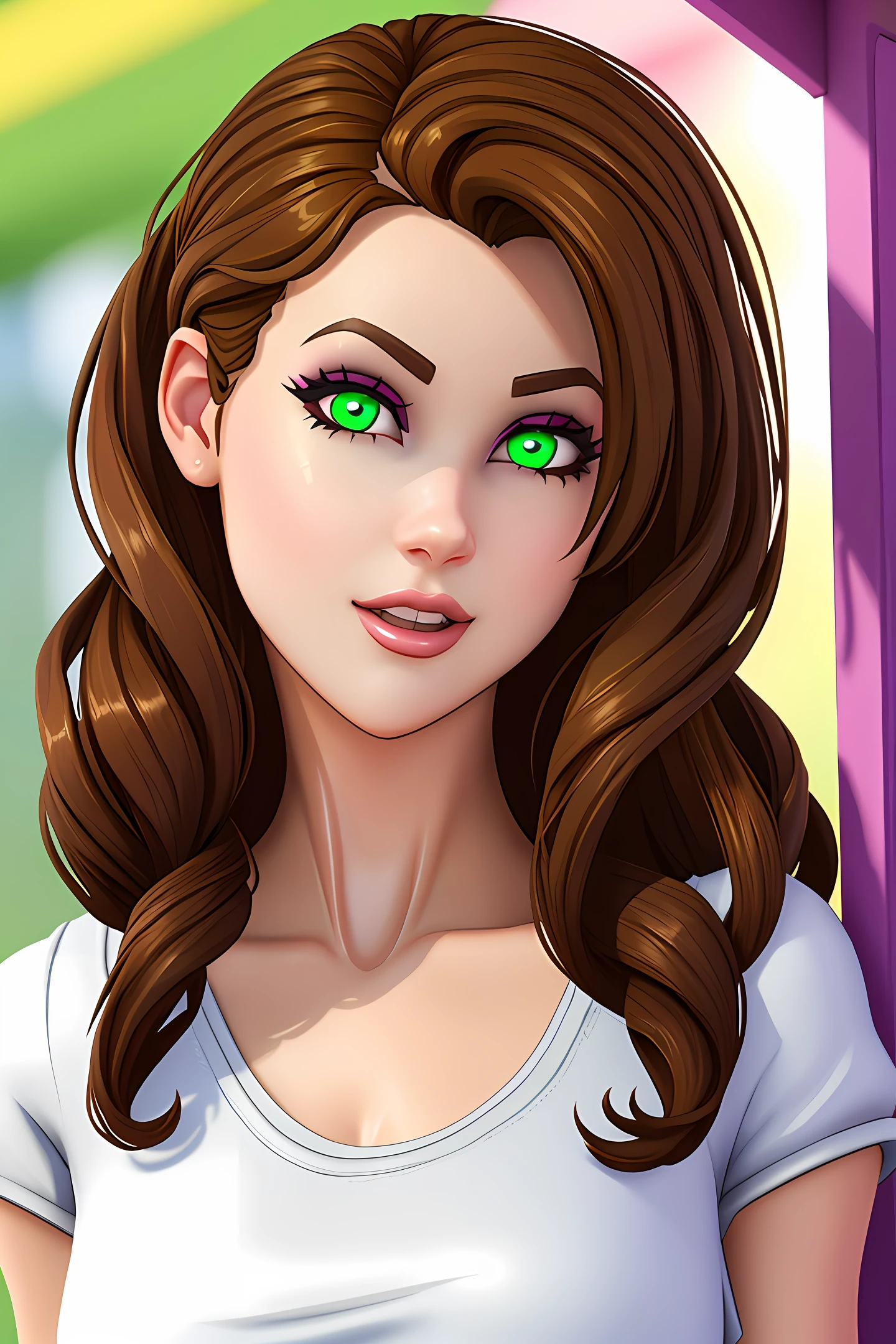 Game girl fortnite, Green eyes, Brown hair