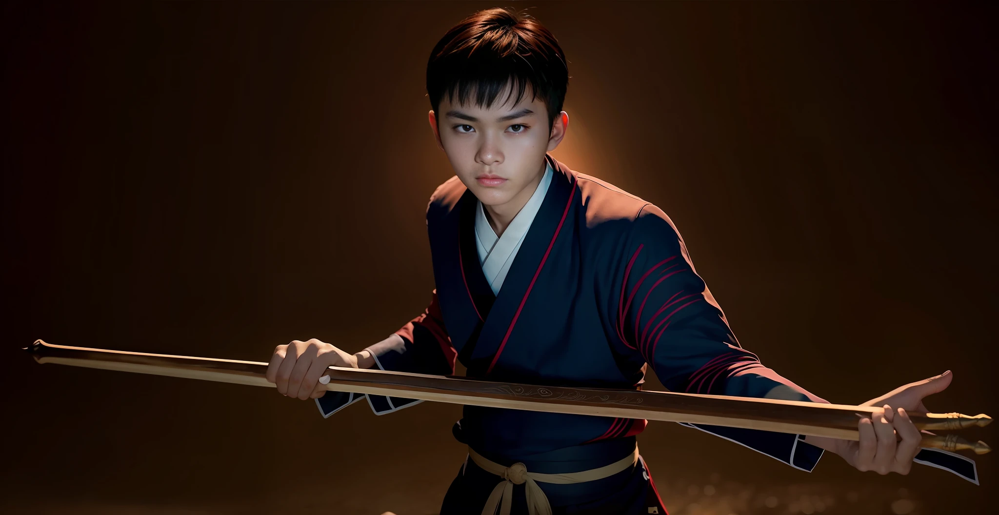 masterpiece, fusionart ,wuxia 1boy,20 years old,chinese taoist, in the dark, deep shadow, low key, cold light