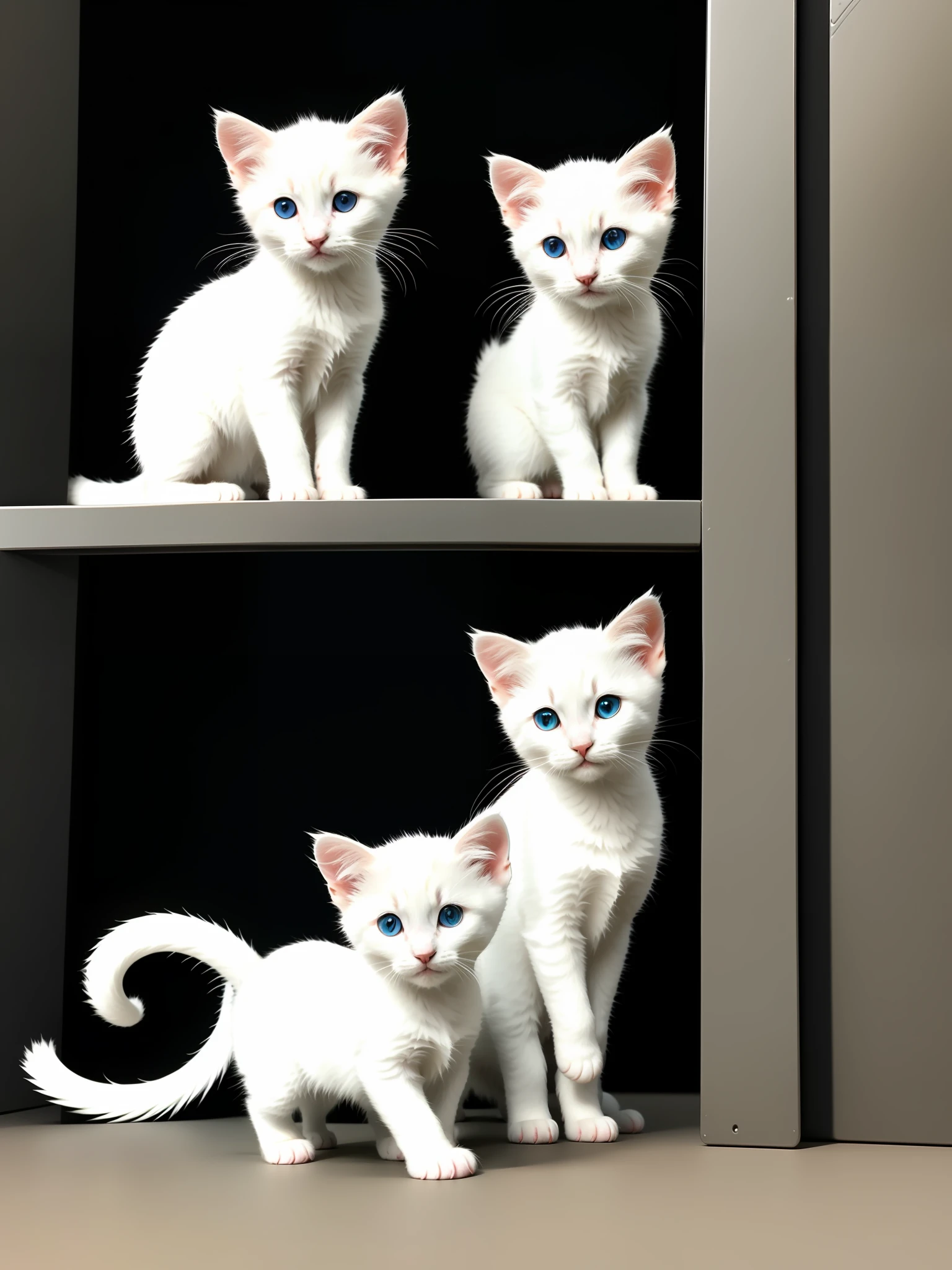 (Twin White Kittens: 1.2), meticulously crafted metal textures, (Cyborg: 1.1), intricate detail, ([Tail | Wire Tail]: 1.3), HDR, vibrant colors, hyper detail, center shot, vignette, cinematic sense