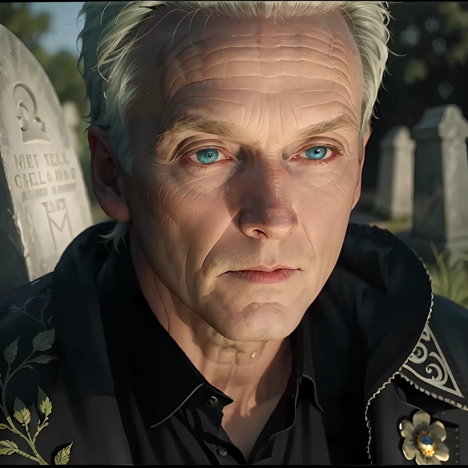 man_bell,1boy,in cemetery,best quality, masterpiece,ultra high res, intricate detail,Exquisite details and textures,detailed face