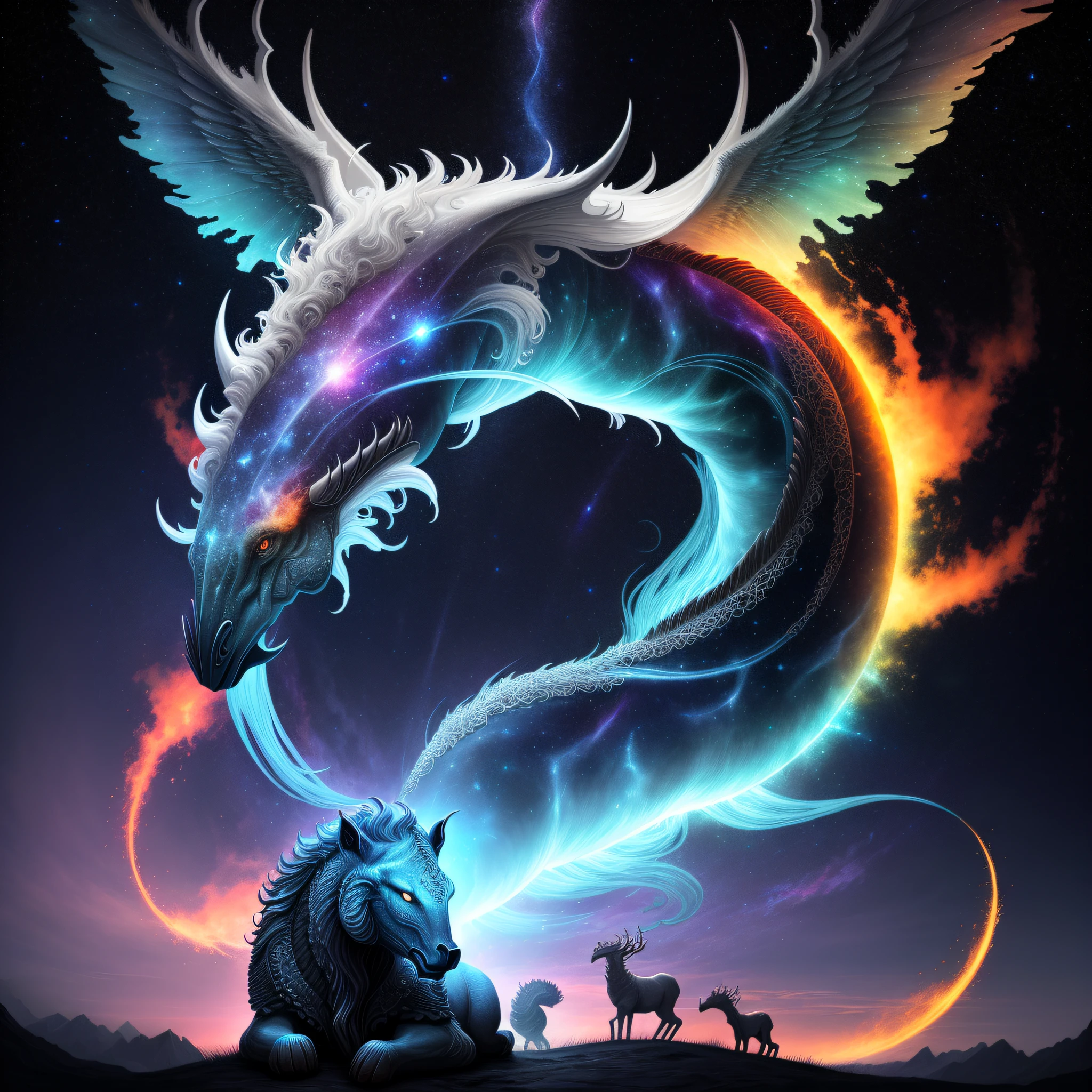 majestic mystical creature, astronomical, galaxy-devouring, extremely detailed