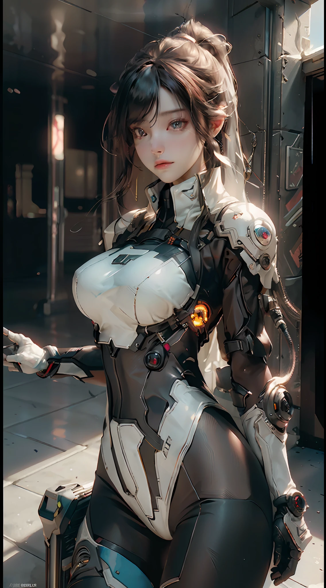 ((Best quality)), ((masterpiece)), (detailed:1.4), 3D, an image of a beautiful cyberpunk female,HDR (High Dynamic Range),Ray Tracing,NVIDIA RTX,Super-Resolution,Unreal 5,Subsurface scattering,PBR Texturing,Post-processing,Anisotropic Filtering,Depth-of-field,Maximum clarity and sharpness,Multi-layered textures,Albedo and Specular maps,Surface shading,Accurate simulation of light-material interaction,Perfect proportions,Octane Render,Two-tone lighting,Wide aperture,Low ISO,White balance,Rule of thirds,8K RAW,