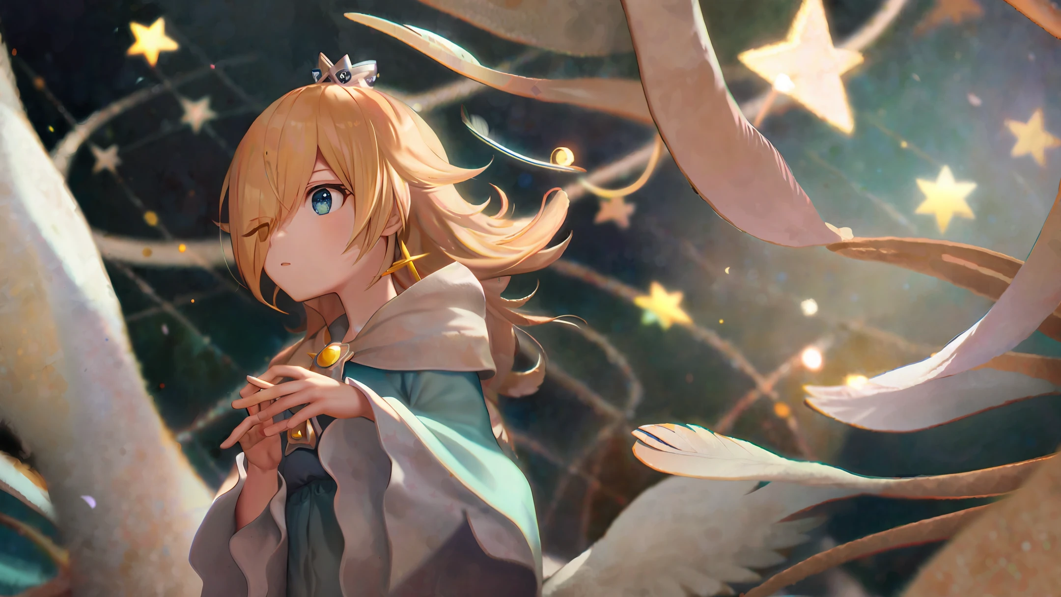 Feathers, starry sky