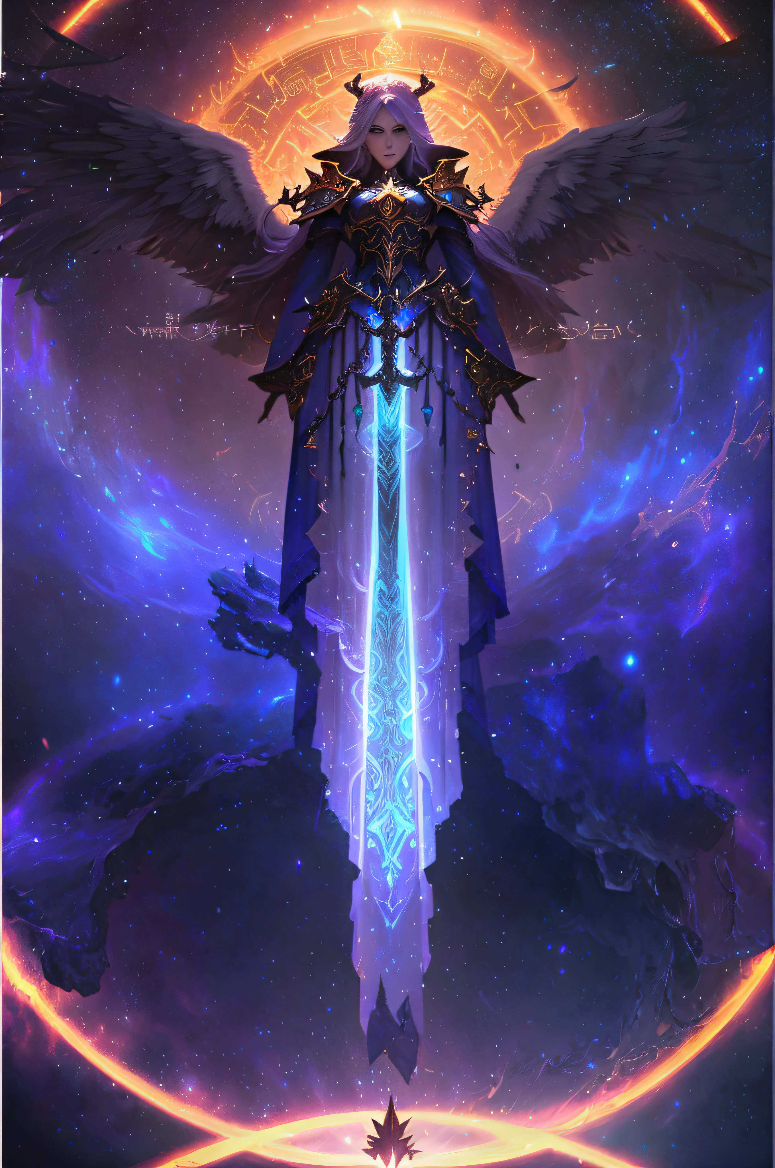 anime - style artwork of a woman with a sword in the sky, world of warcraft art style, beautiful celestial mage, by Yang J, astral ethereal, world of warcraft concept art, diablo digital concept art, detailed fantasy art, world of warcraft art, 8 k hd wallpaperjpeg artifact, 8k hd wallpaperjpeg artifact, highly detailed fantasy art