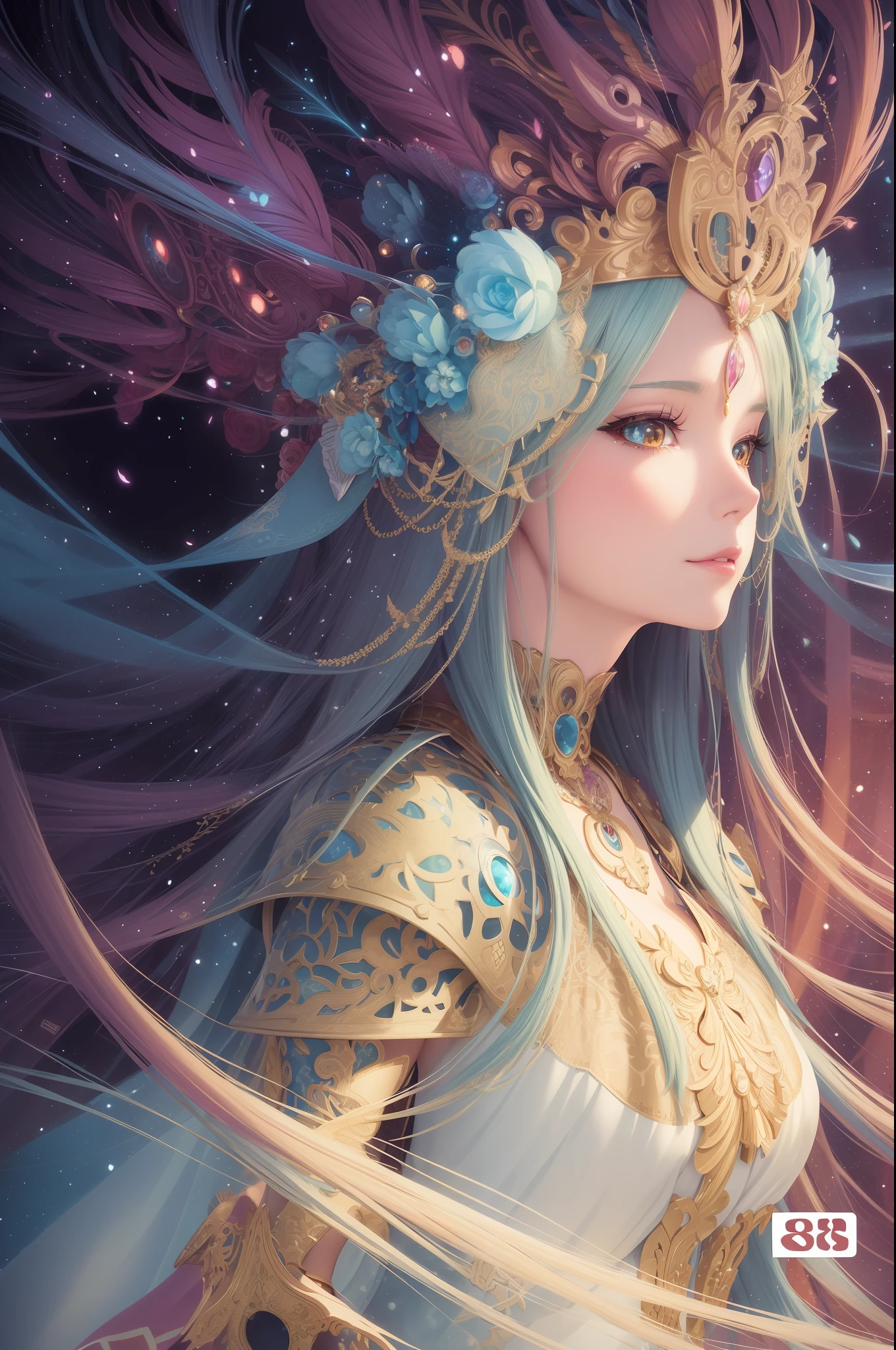 a close up of a woman with long hair wearing a headdress, detailed digital anime art, anime fantasy illustration, 8k high quality detailed art, anime fantasy artwork, ((a beautiful fantasy empress)), 4k highly detailed digital art, a beautiful fantasy empress, beautiful fantasy anime, fantasy art style, beautiful digital artwork, beautiful anime artwork