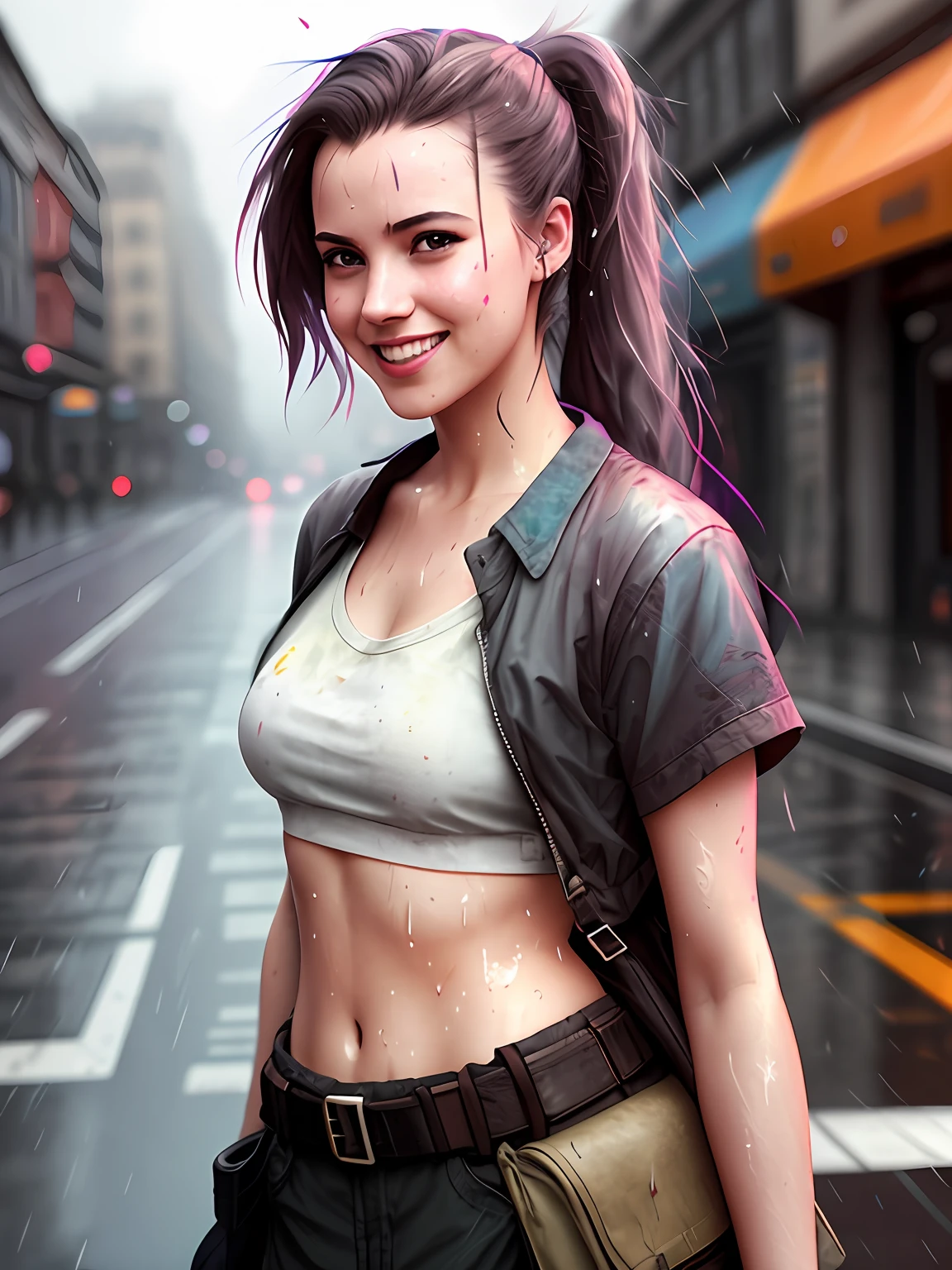 [foggy cityscape in the distance : very pretty girl:0.5] immersed in a giant flow of wind, living in a thunder cloud, behind the cloud, (double exposure:1.3), mist, surreal dream, gray atmosphere, rainy day, dynamic, lut, hdr