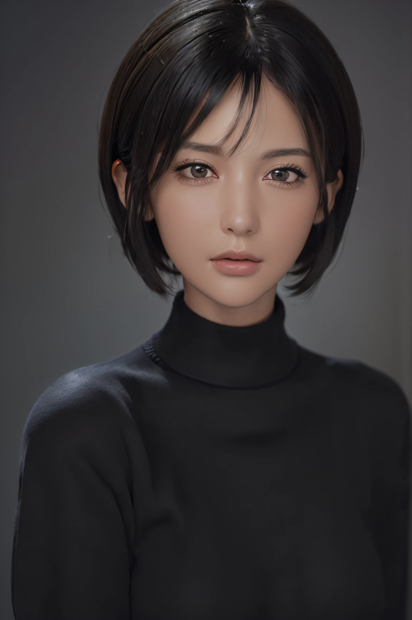 ((masterpiece:1.3), (8k, photorealistic, RAW photo, best quality: 1.4), (1girl), beautiful face, (realistic face), (black hair, short hair:1.3), beautiful hairstyle, realistic eyes, beautiful detailed eyes, (realistic skin), beautiful skin, (sweater) , ridiculous, attractive, ultra-high resolution, ultra-realistic, very detailed, golden ratio