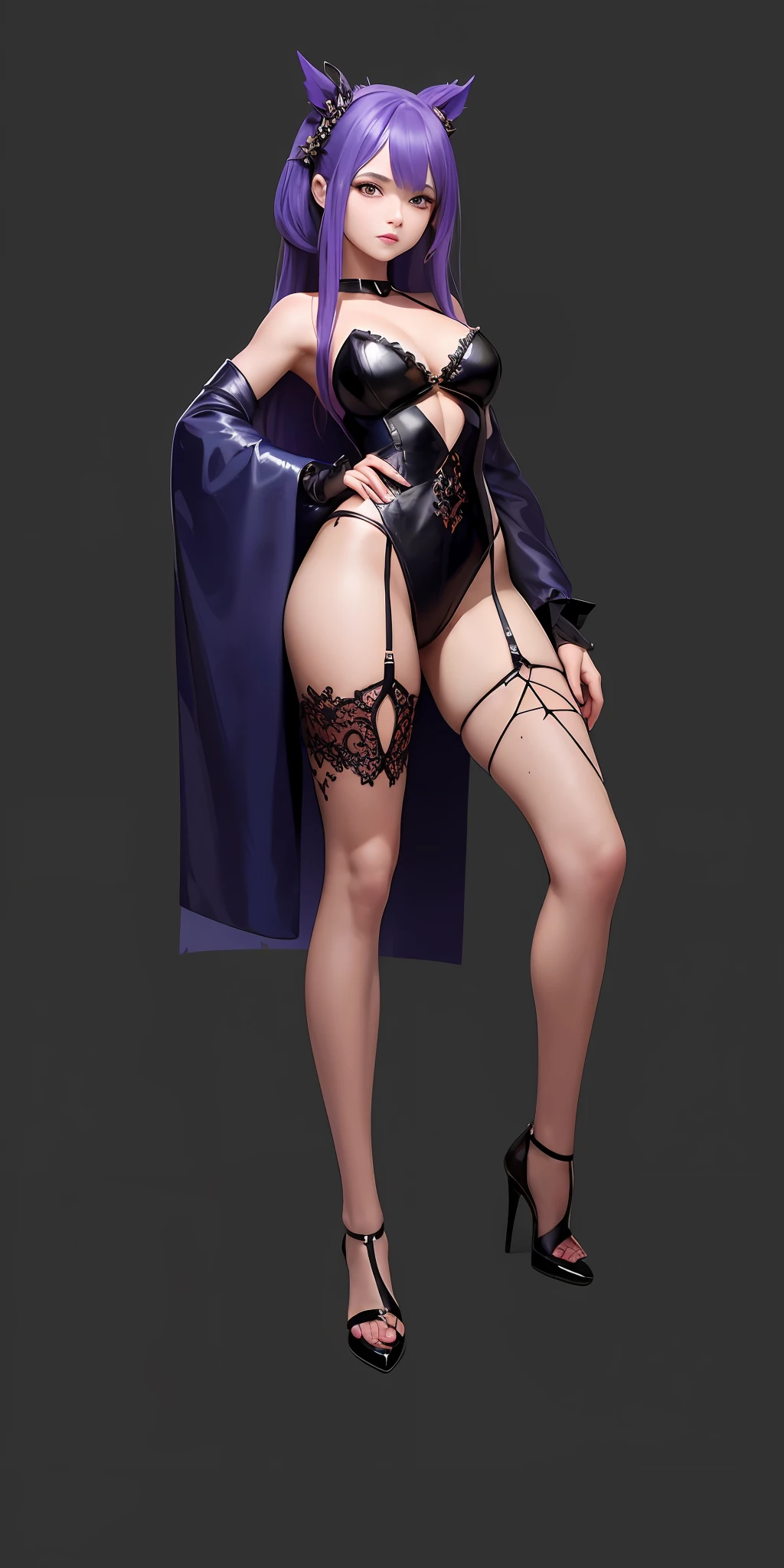Anime character with folding fan in her hand, dark witch full body pose, produced with anime painter studio, eye-catching detailed art style, human:: witch, drawn in anime painter studio, full body fairy, full body closeup, full pose, full body detail, full body portrait of shorts! , Kusart Kents, Highly detailed characters, stiletto heels, high heels, bare legs, round smooth bare legs, (8k, RAW photo, best quality, masterpiece:1.2), european feel, medieval, (character concept art), full body concept, Still life, Fine detail, center of screen, still life only, ((simple background)),white background,